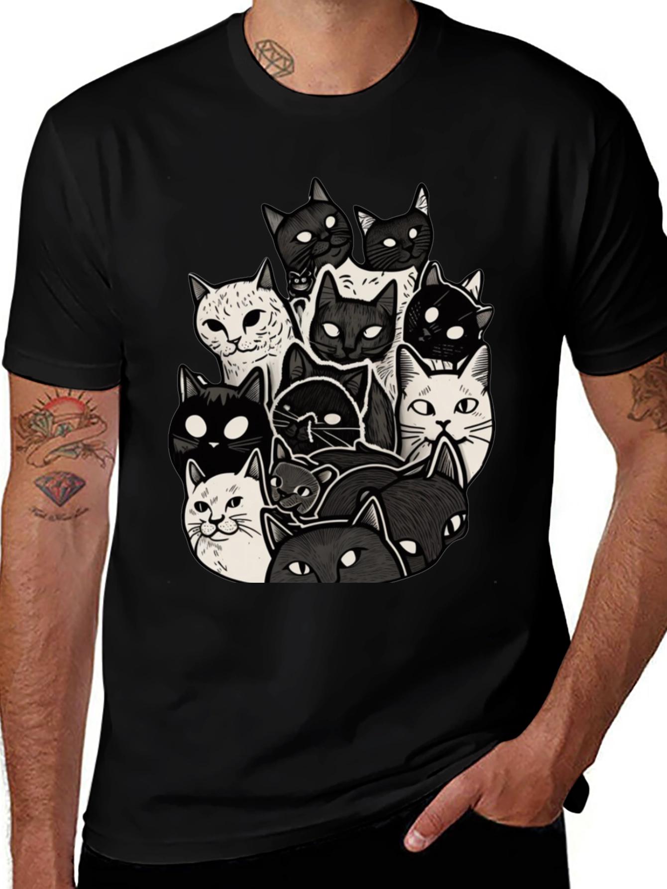 Cool Cats T-Shirt - Black Cotton Blend