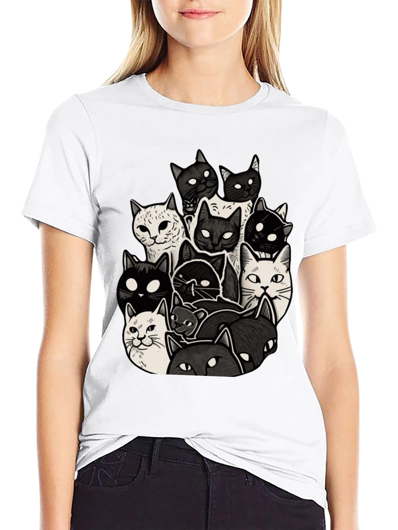 Cool Cats T-Shirt - Black Cotton Blend