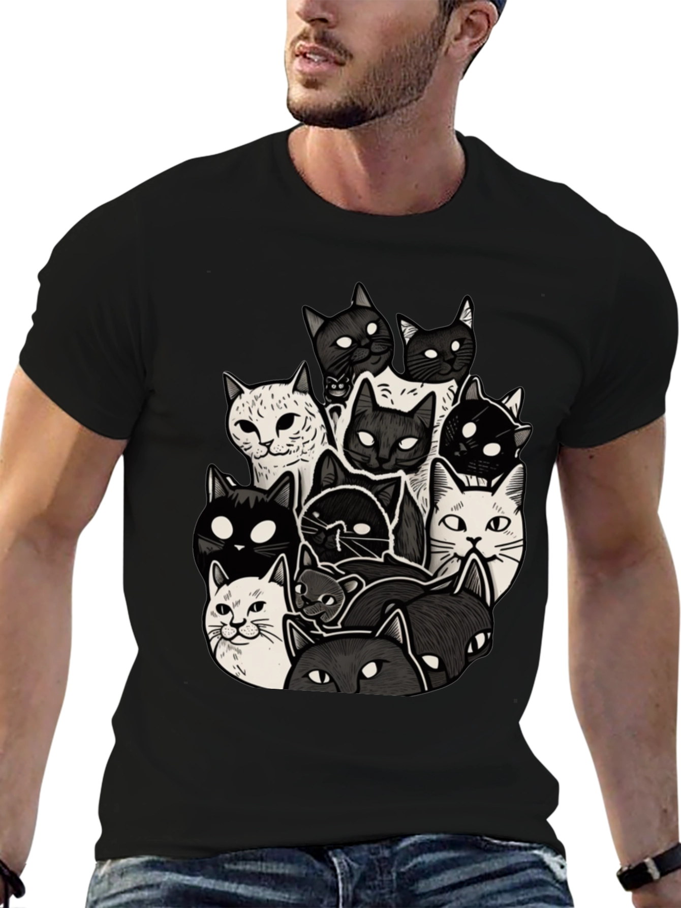 Cool Cats T-Shirt - Black Cotton Blend