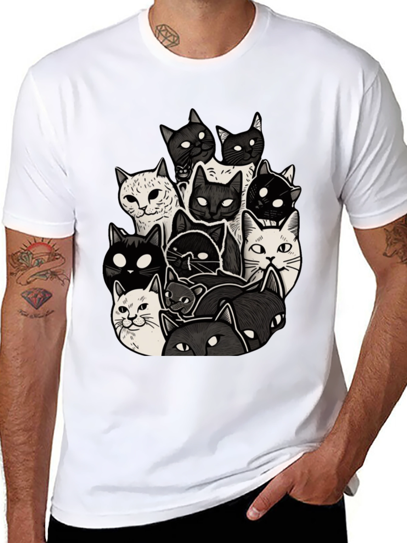 Cool Cats T-Shirt - Black Cotton Blend