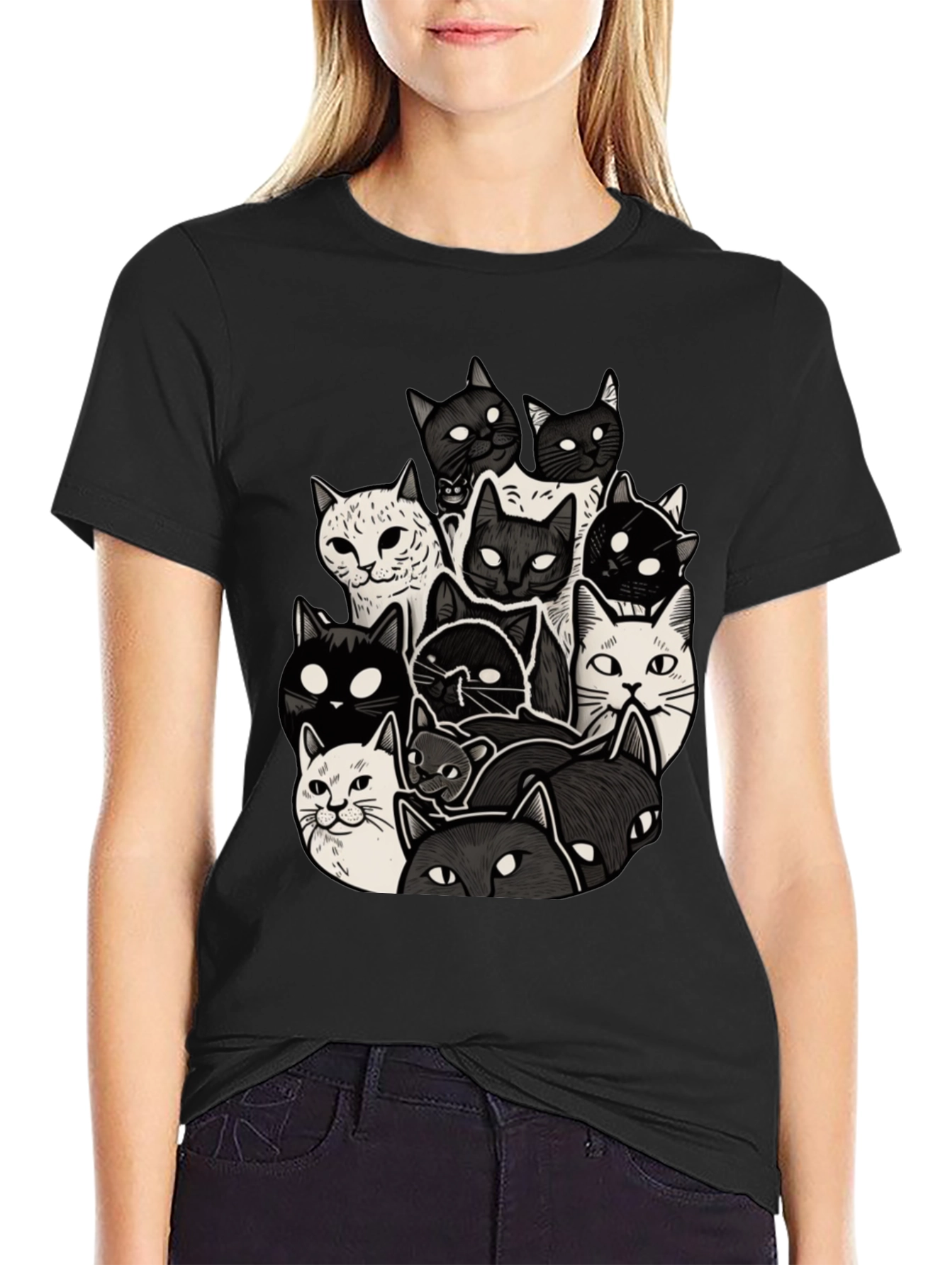 Cool Cats T-Shirt - Black Cotton Blend
