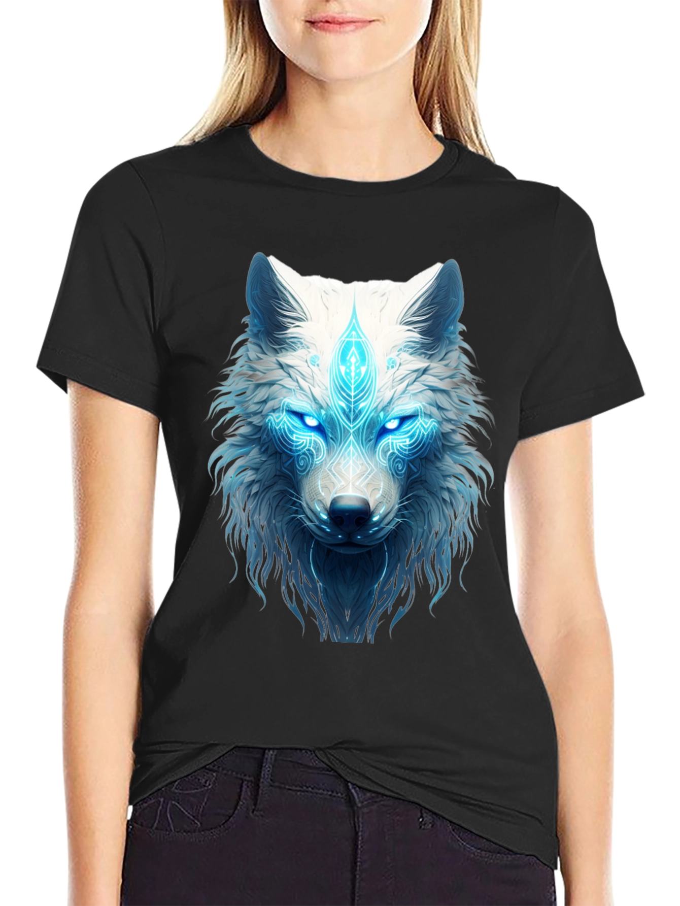 Mystic Wolf Graphic Tee - Black