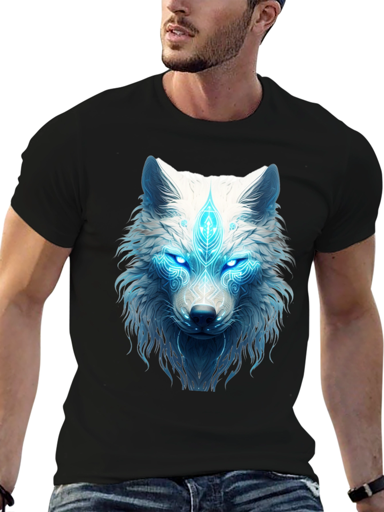 Mystic Wolf Graphic Tee - Black