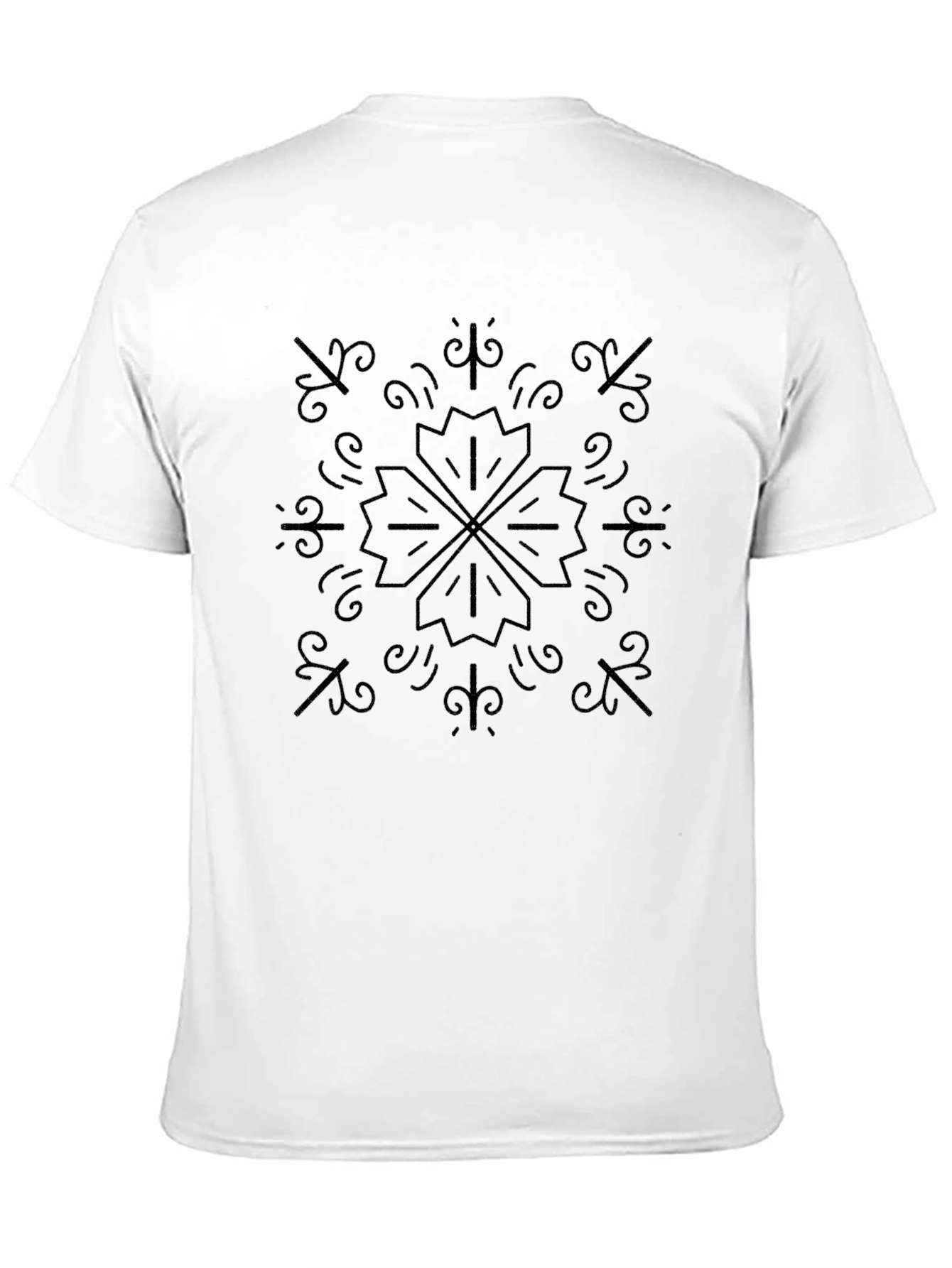 Stylish Black T-Shirt with Geometric Floral Design