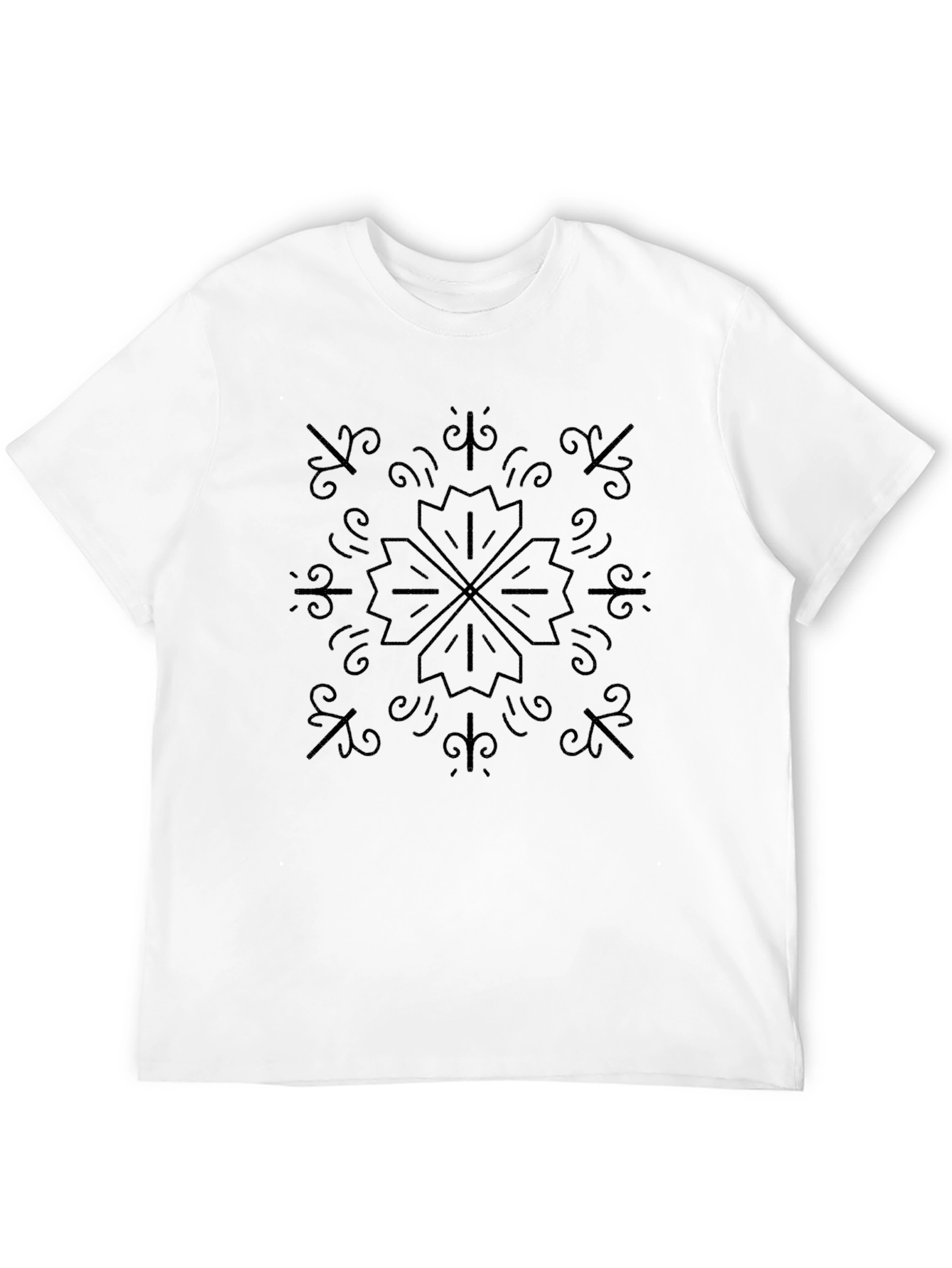 Stylish Black T-Shirt with Geometric Floral Design