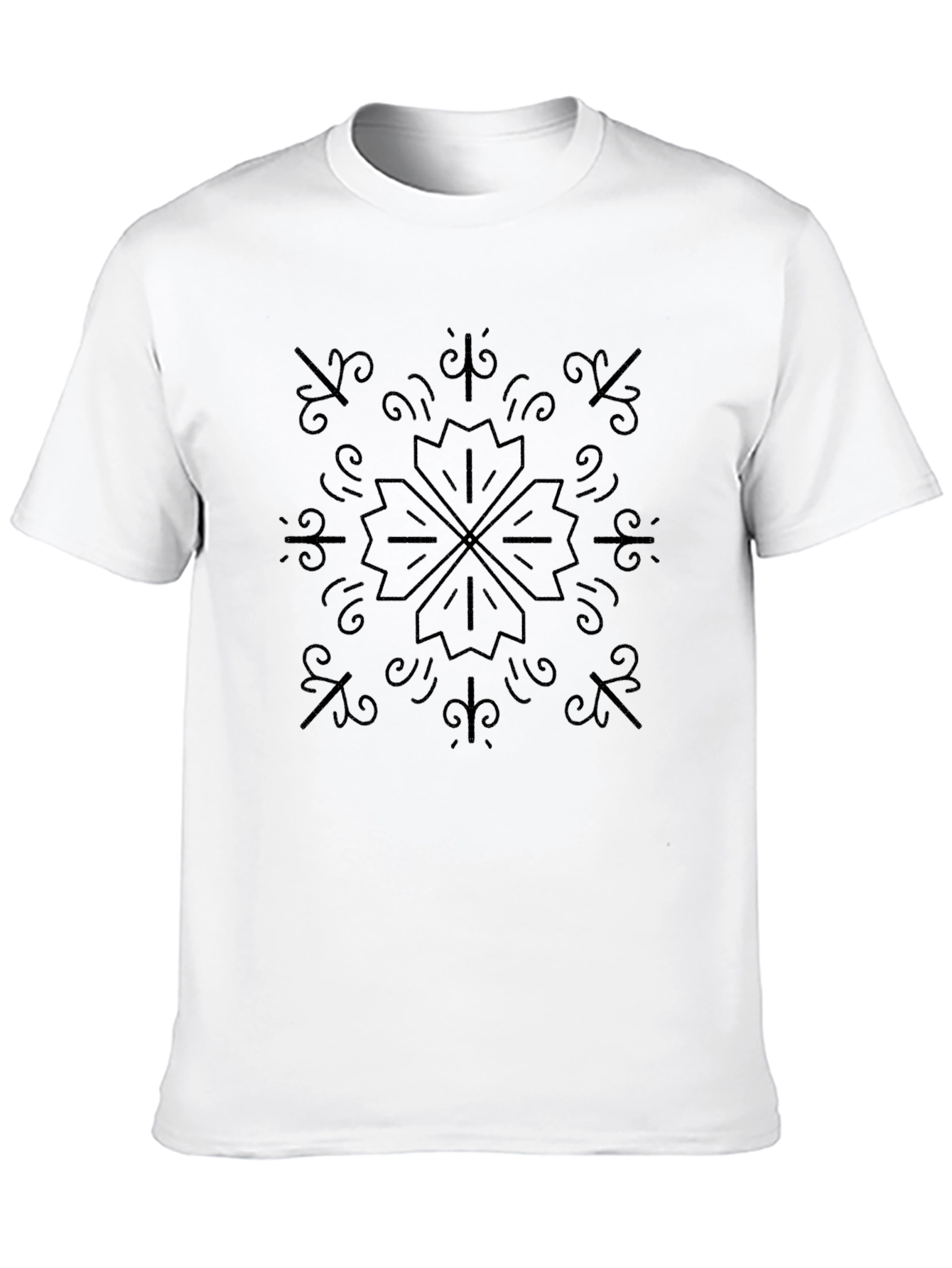 Stylish Black T-Shirt with Geometric Floral Design