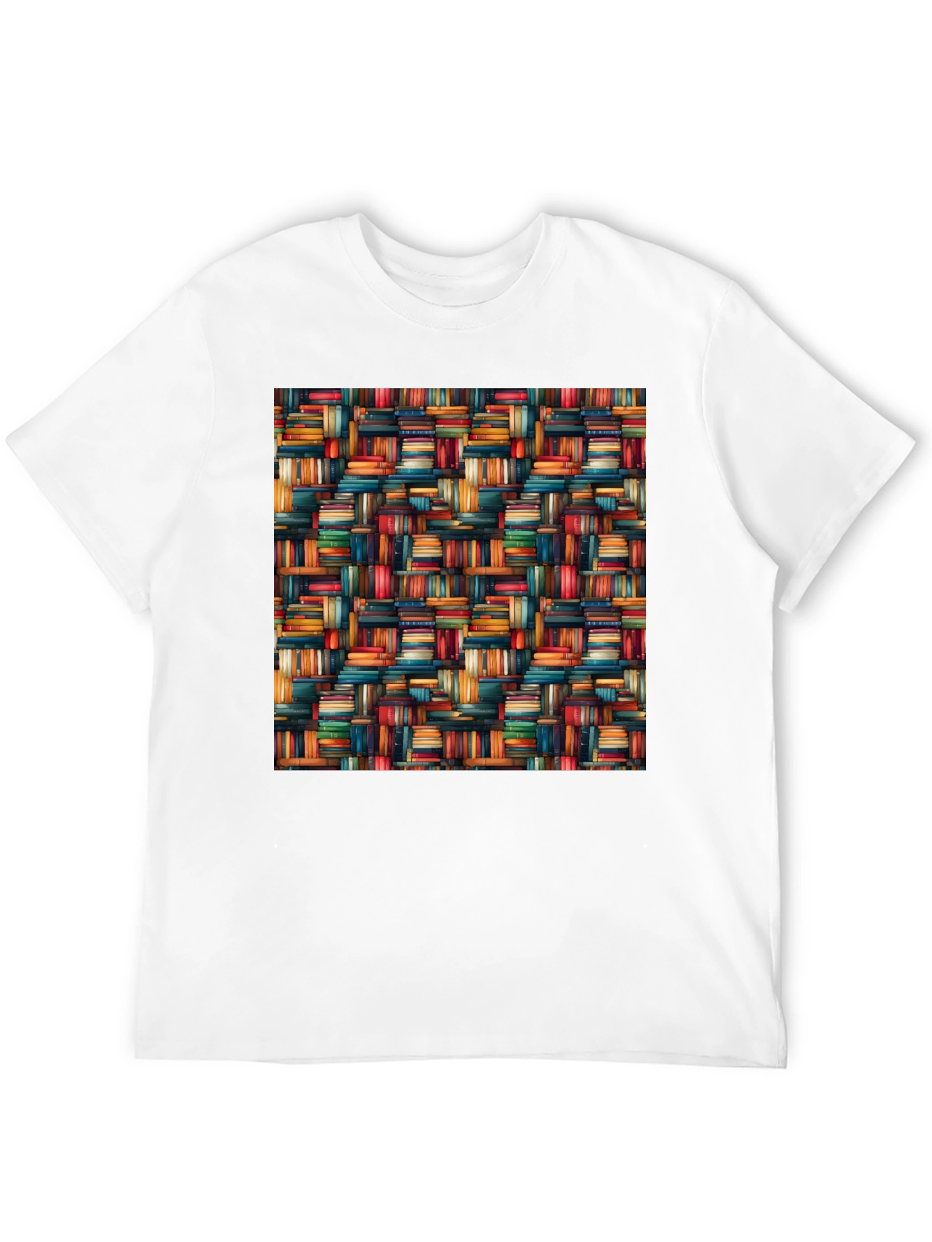 Book Stack Pattern Mens Black T-Shirt