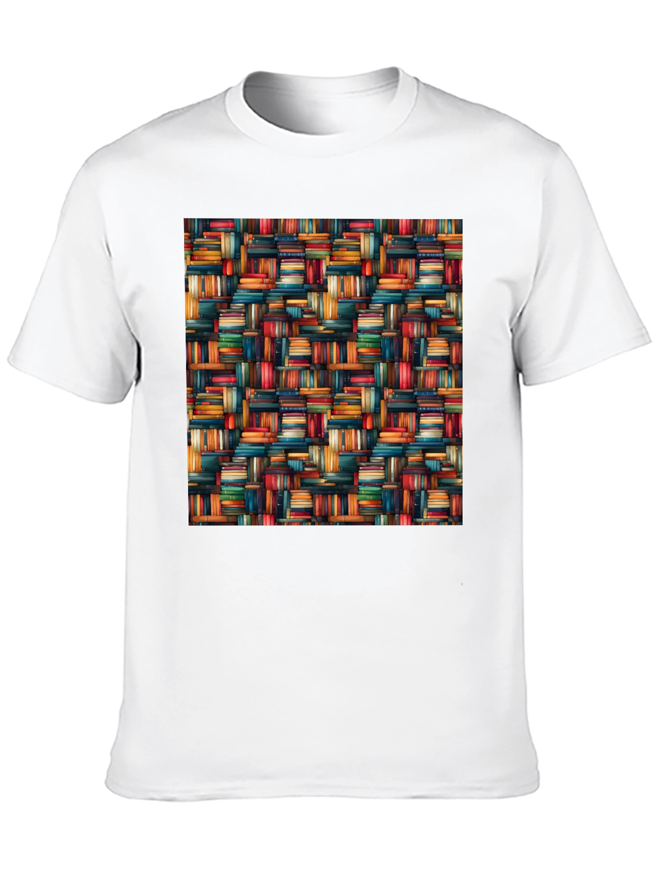 Book Stack Pattern Mens Black T-Shirt
