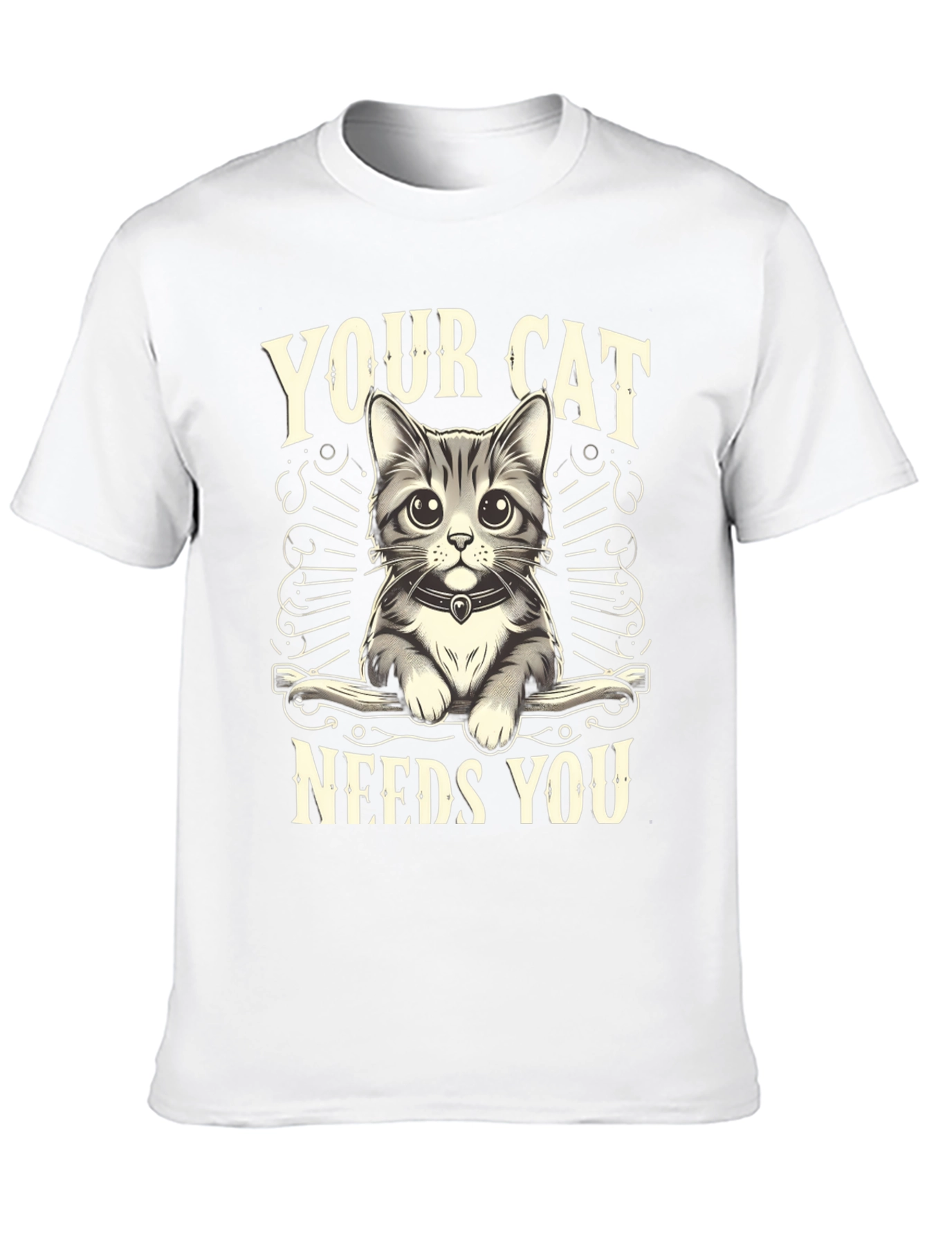 Your Cat Needs You Black T-Shirt