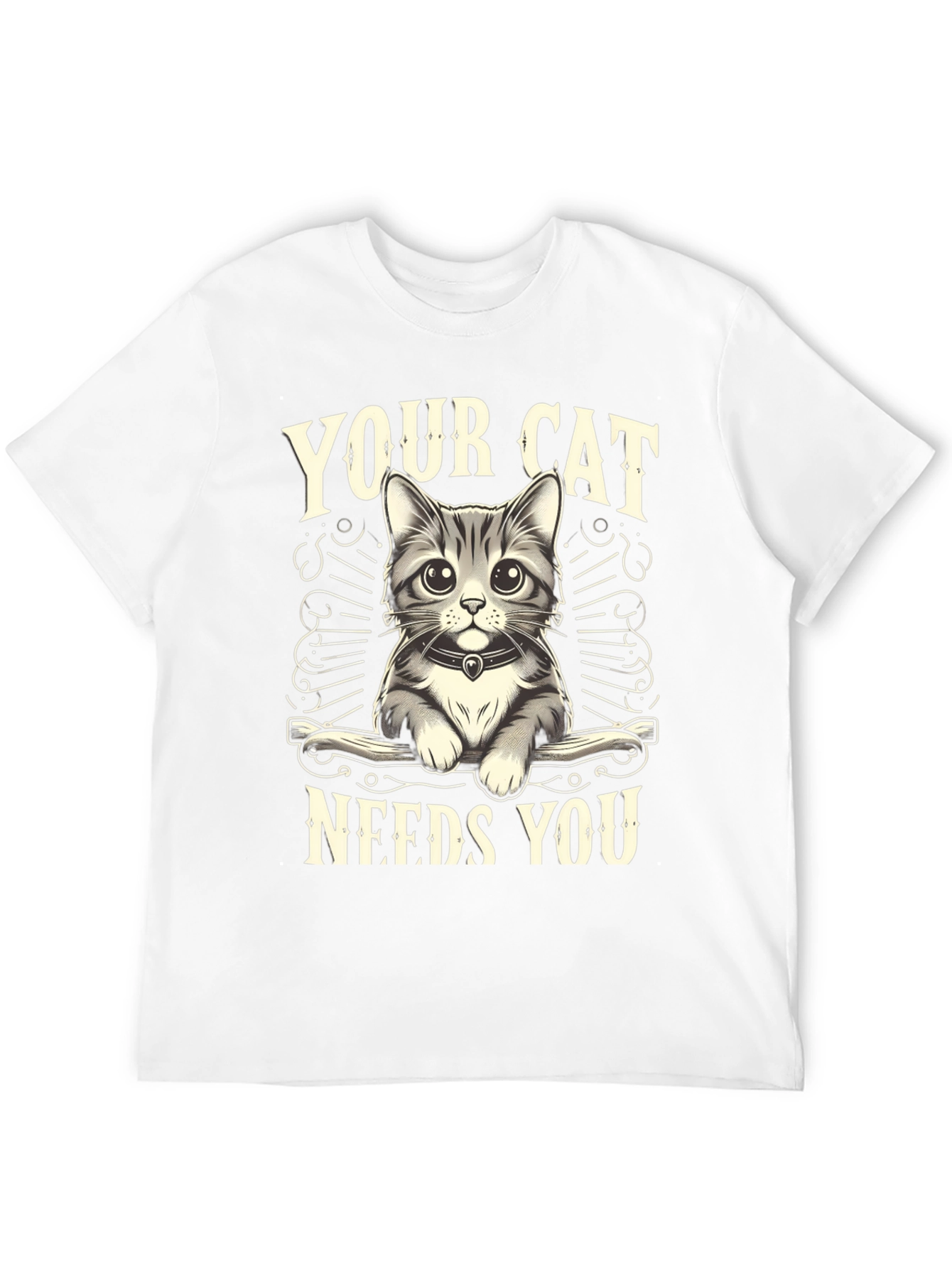 Your Cat Needs You Black T-Shirt