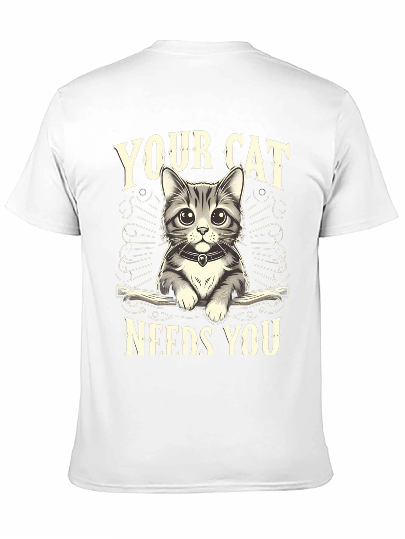 Your Cat Needs You Black T-Shirt