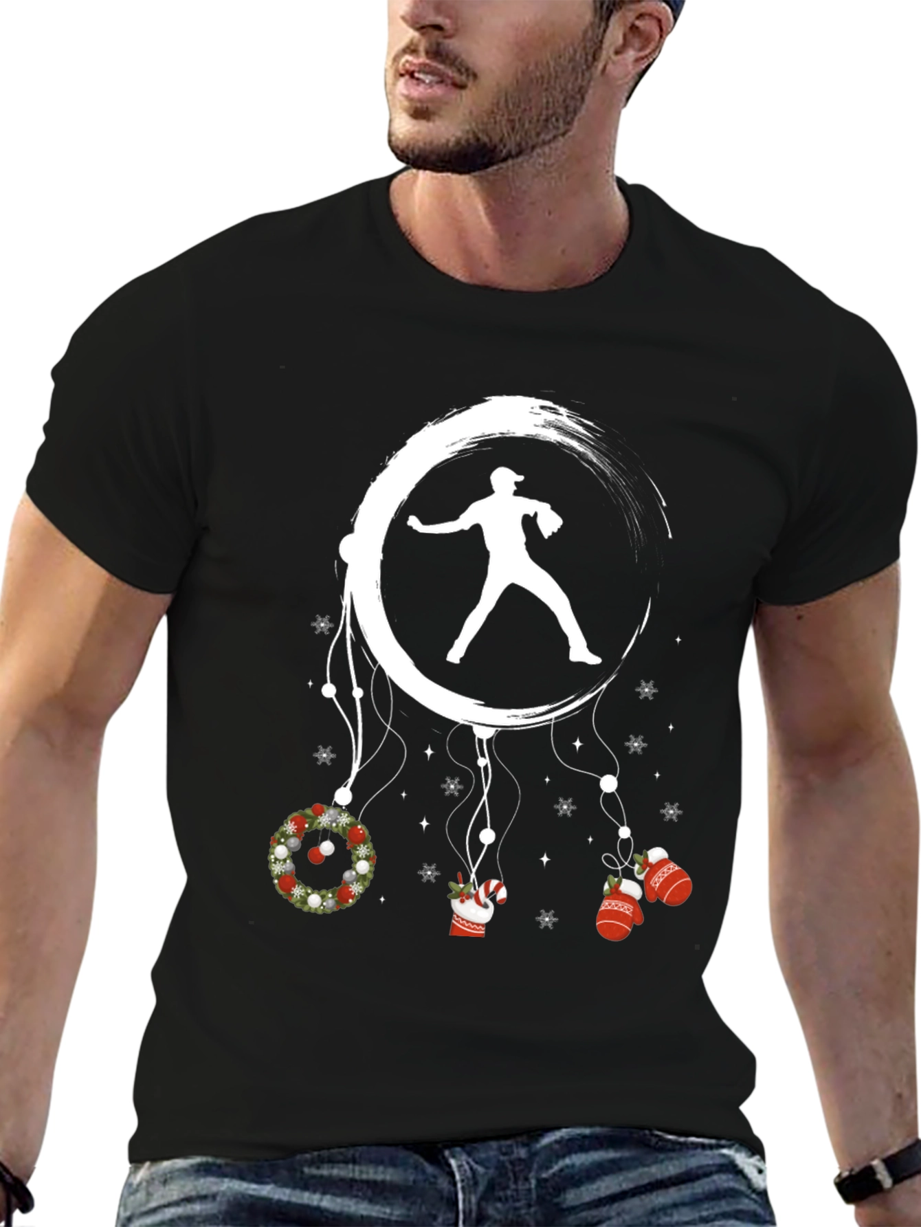 Baseball Christmas T-Shirt Pitcher Design