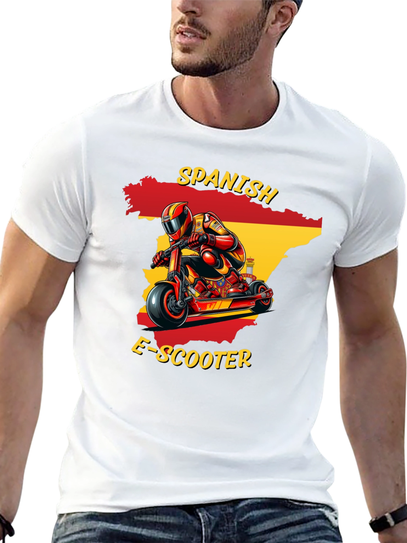 Spanish E-Scooter Rider T-Shirt - Cool Graphic Tee