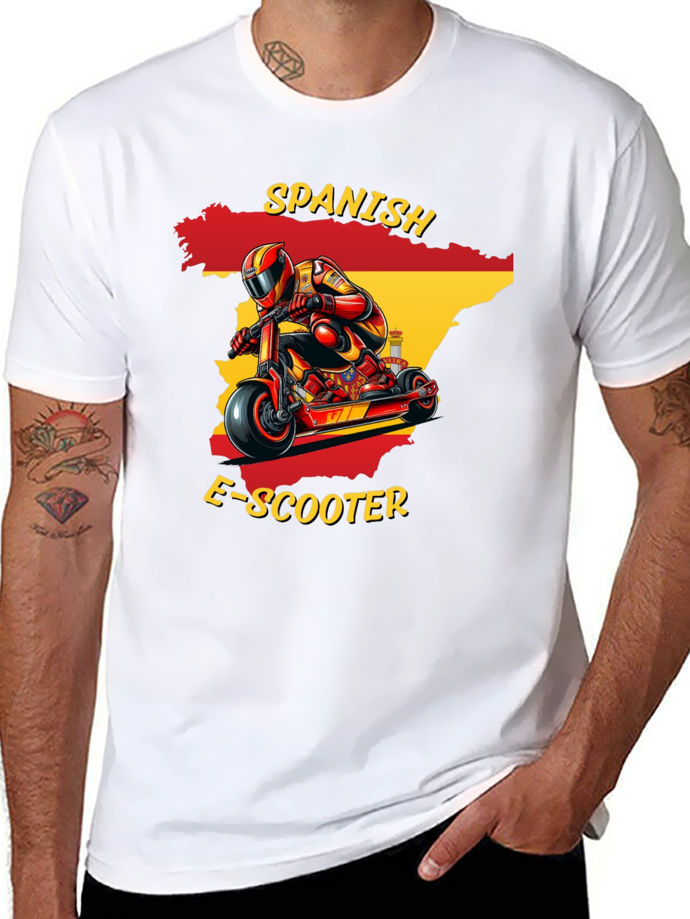 Spanish E-Scooter Rider T-Shirt - Cool Graphic Tee