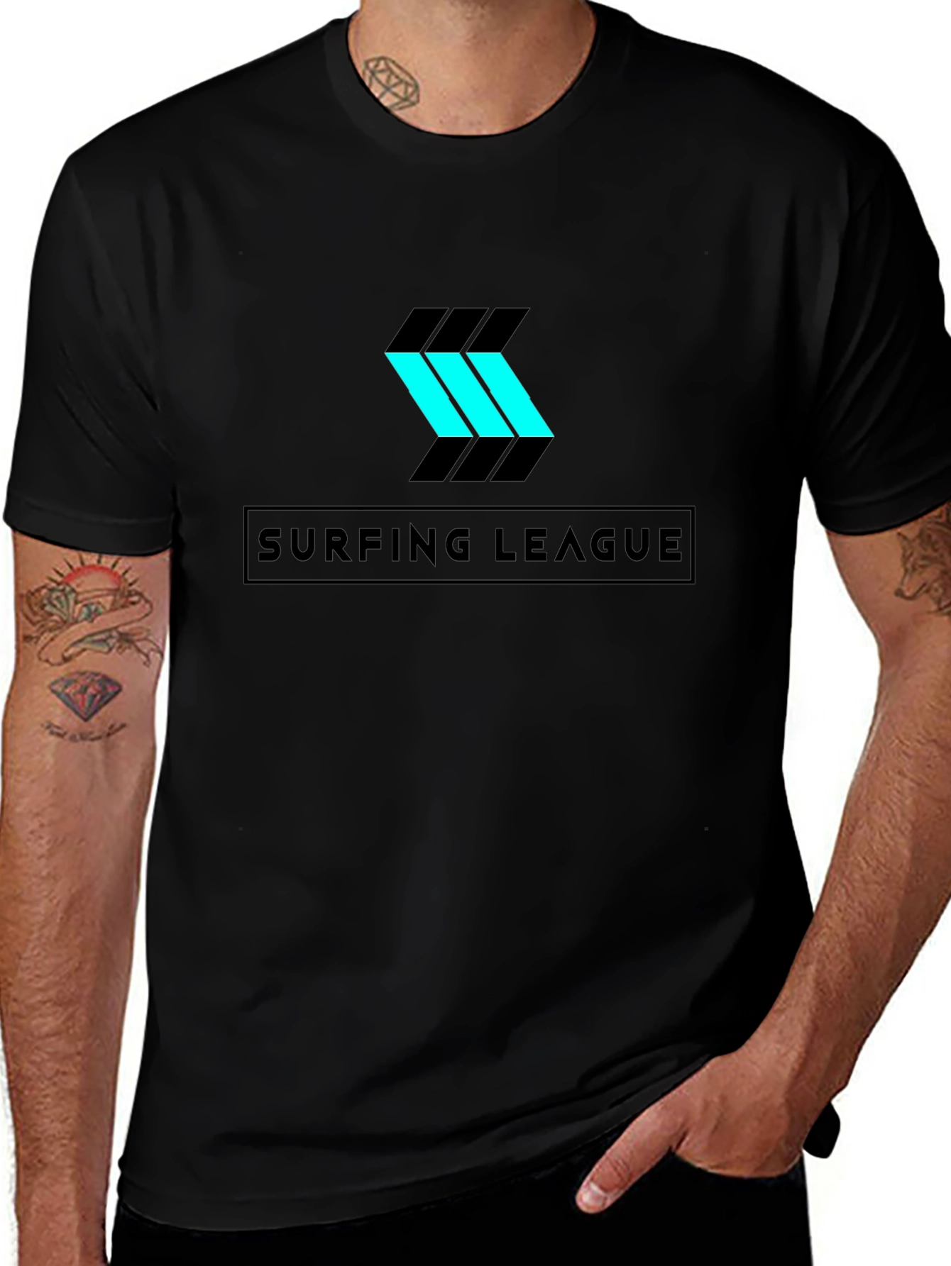 Surfing League Graphic T-Shirt - Sleek Black Tee
