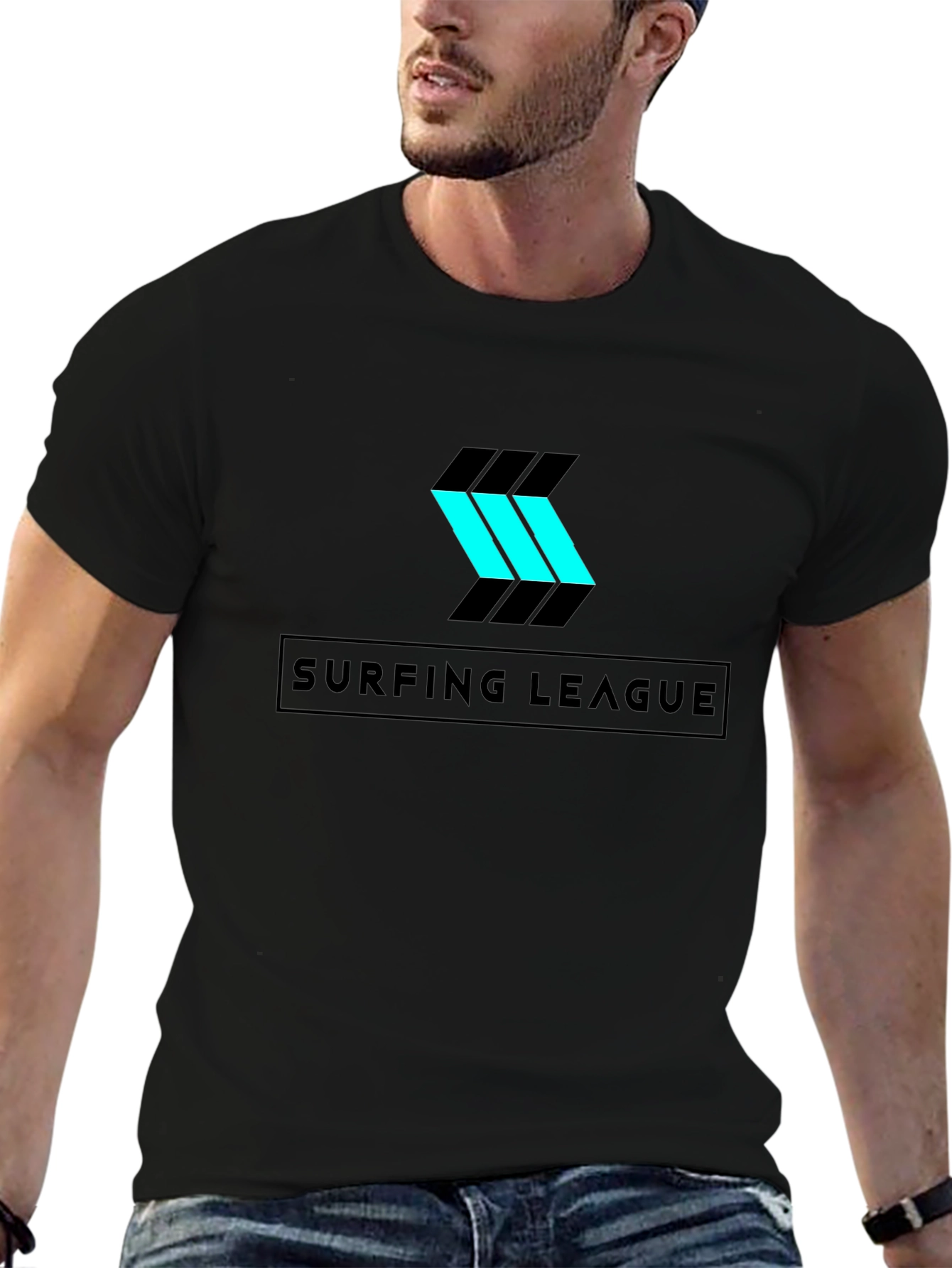 Surfing League Graphic T-Shirt - Sleek Black Tee