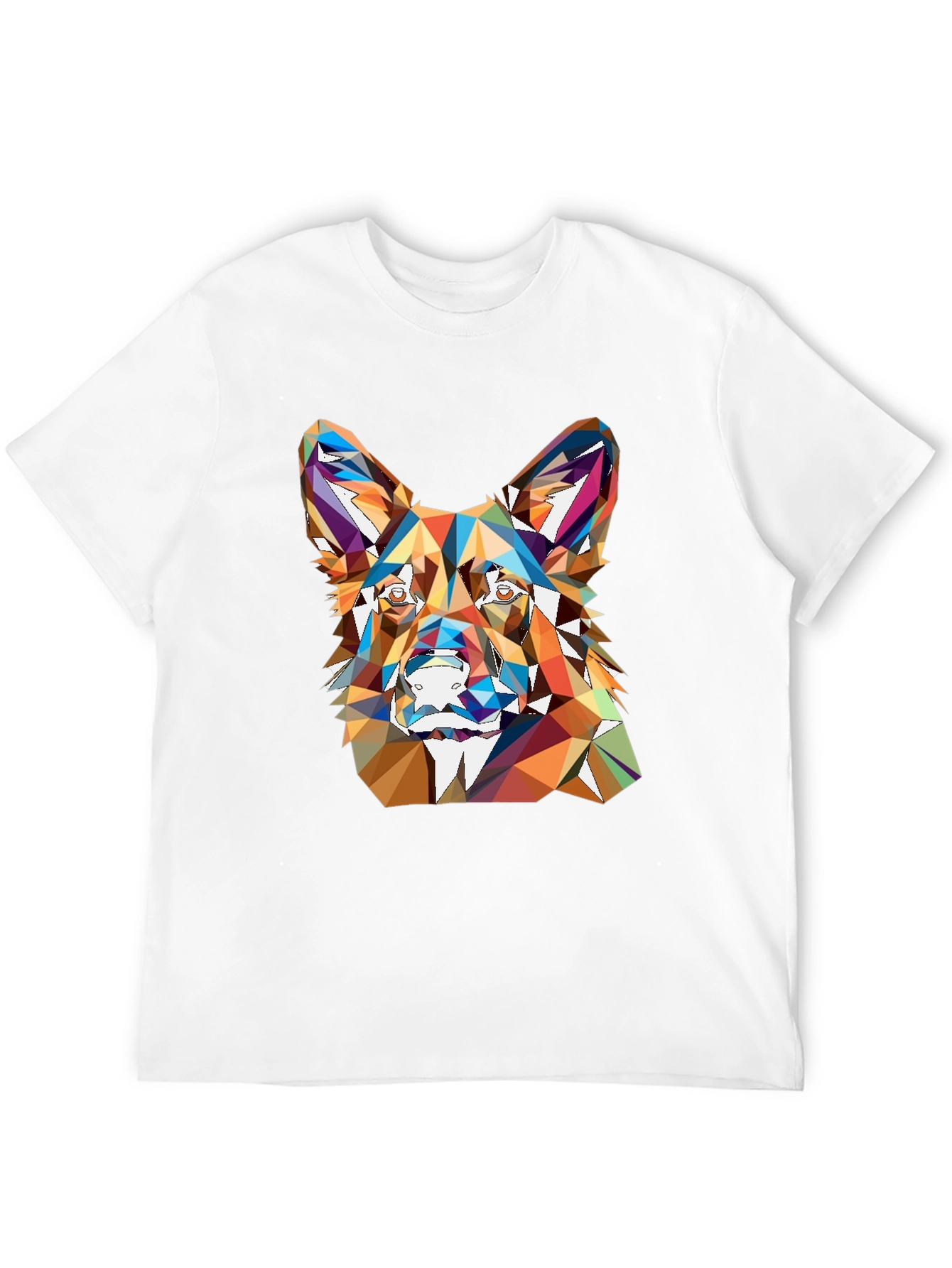 Geometric Dog Head Print Black T-Shirt