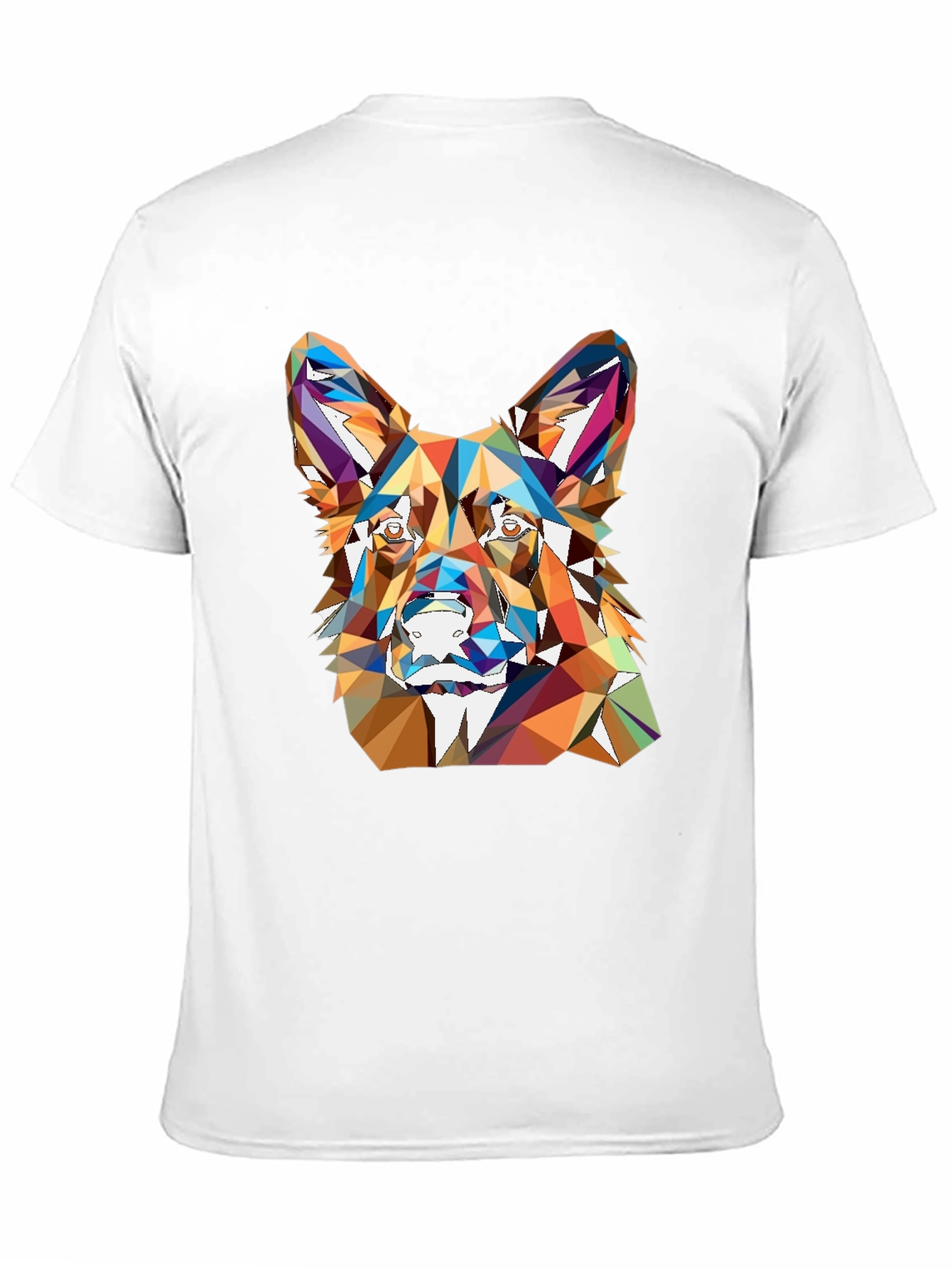 Geometric Dog Head Print Black T-Shirt