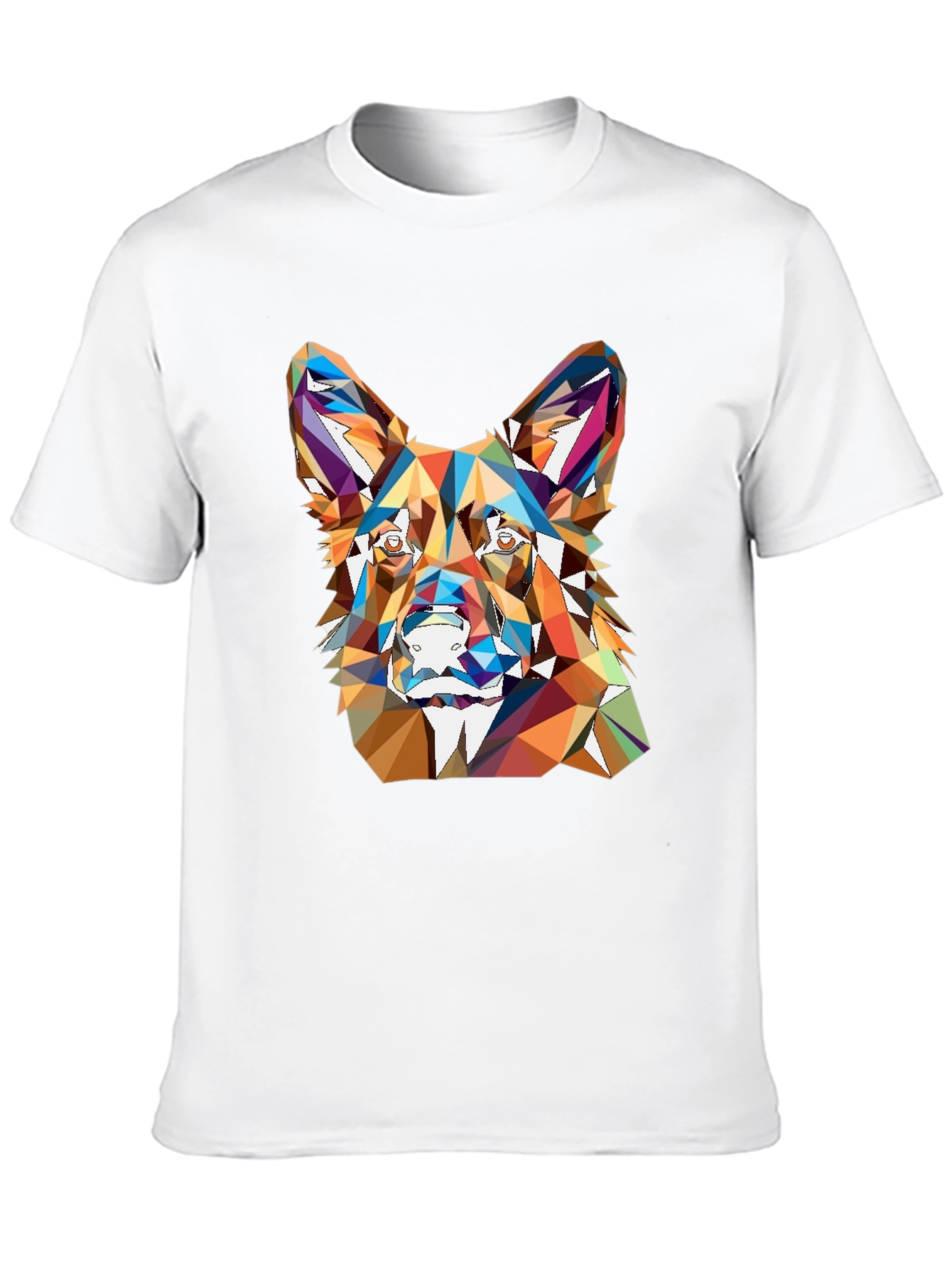 Geometric Dog Head Print Black T-Shirt