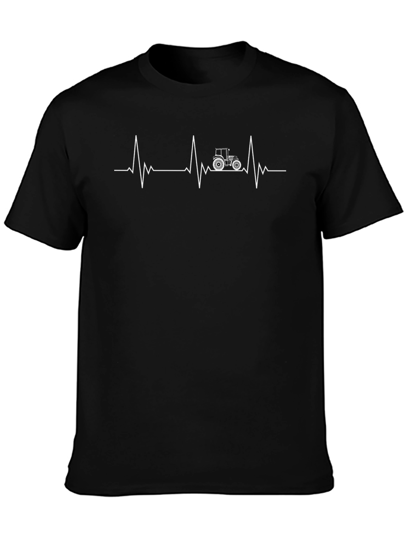 Tractor Heartbeat Graphic Tee - Black Cotton T-Shirt