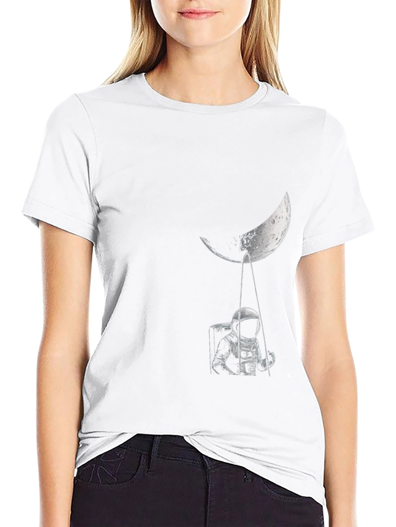 Astronaut Moon Swing Graphic Tee - Unisex Black T-Shirt