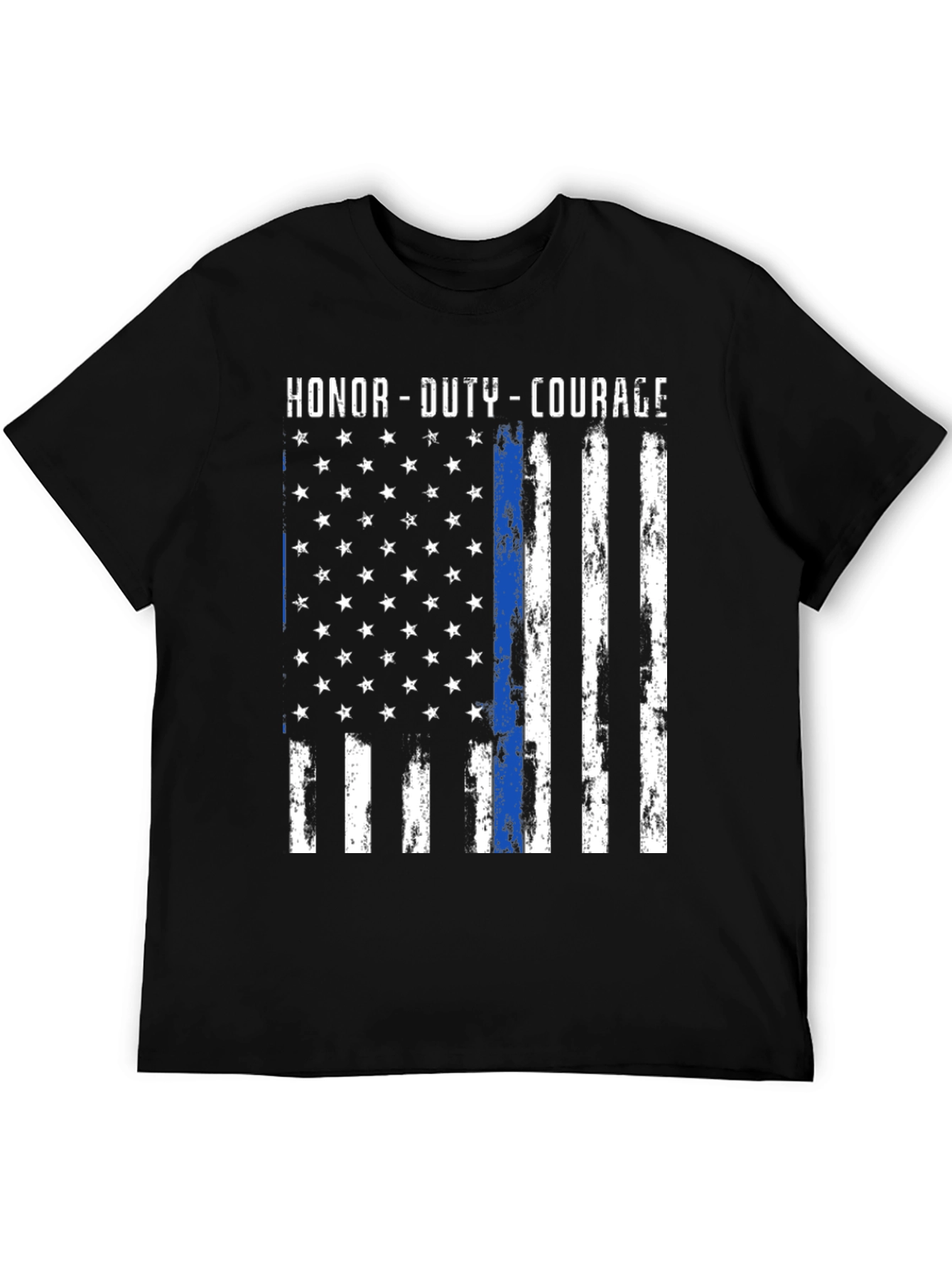 Honor Duty Courage Thin Blue Line Flag T-Shirt