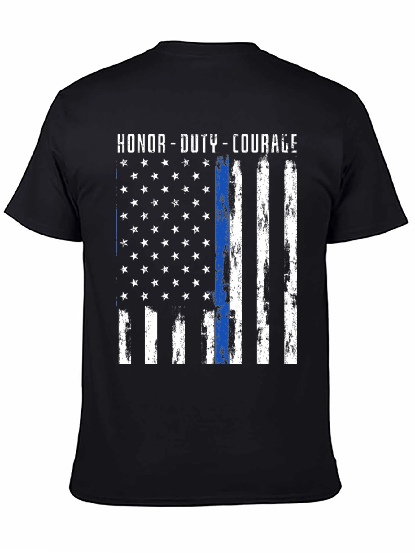 Honor Duty Courage Thin Blue Line Flag T-Shirt