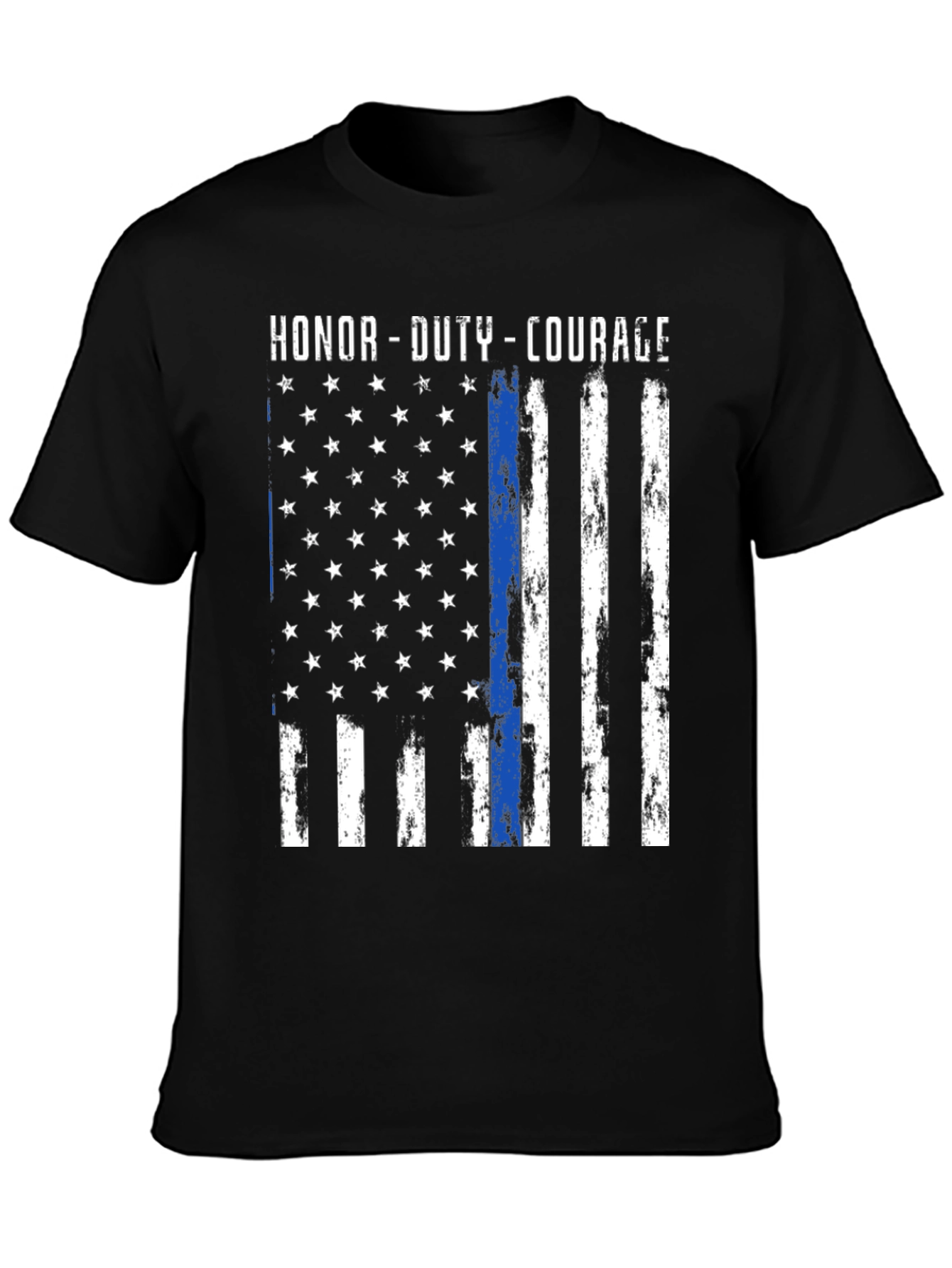 Honor Duty Courage Thin Blue Line Flag T-Shirt
