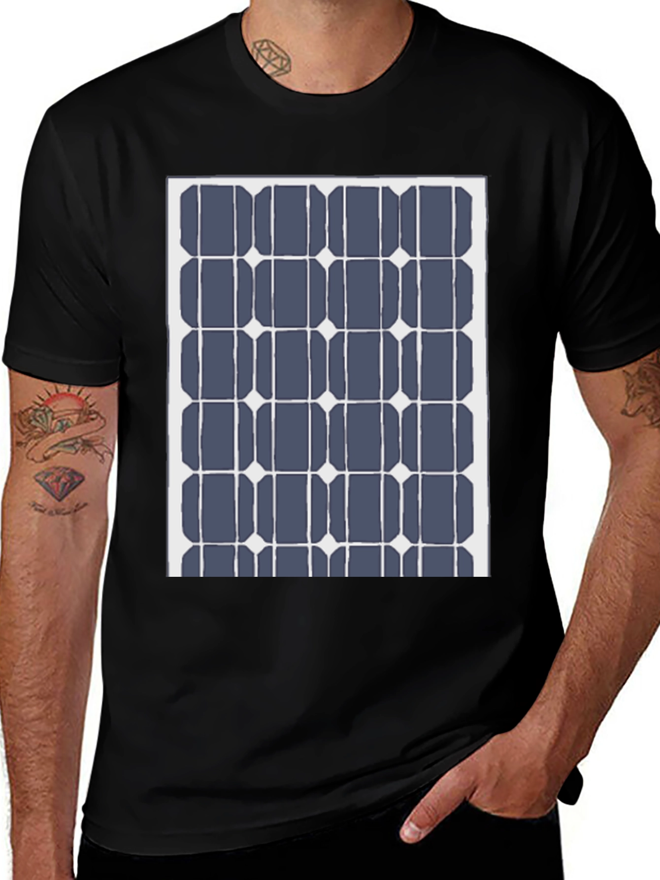 Solar Panel Grid Black Tee