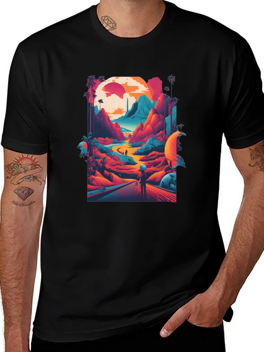 Vibrant Graphic Print T-Shirt - Colorful Journey