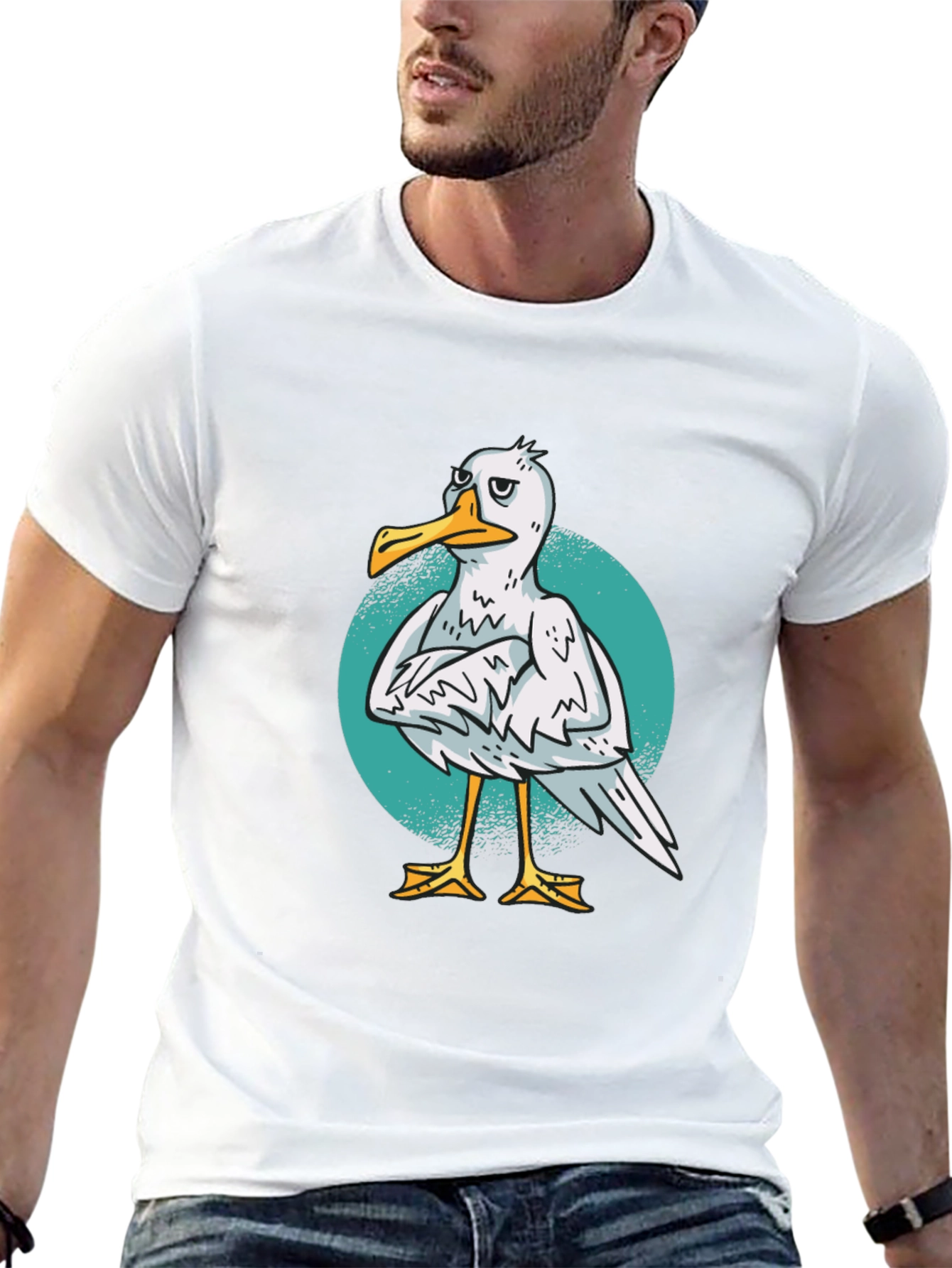 Grumpy Seagull Graphic T-Shirt - Soft Cotton