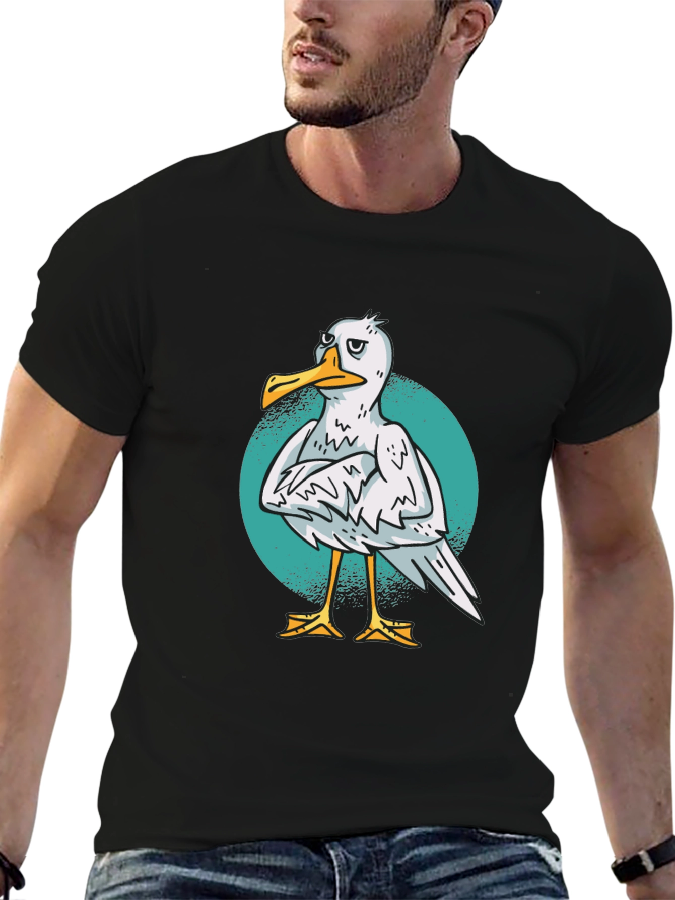Grumpy Seagull Graphic T-Shirt - Soft Cotton