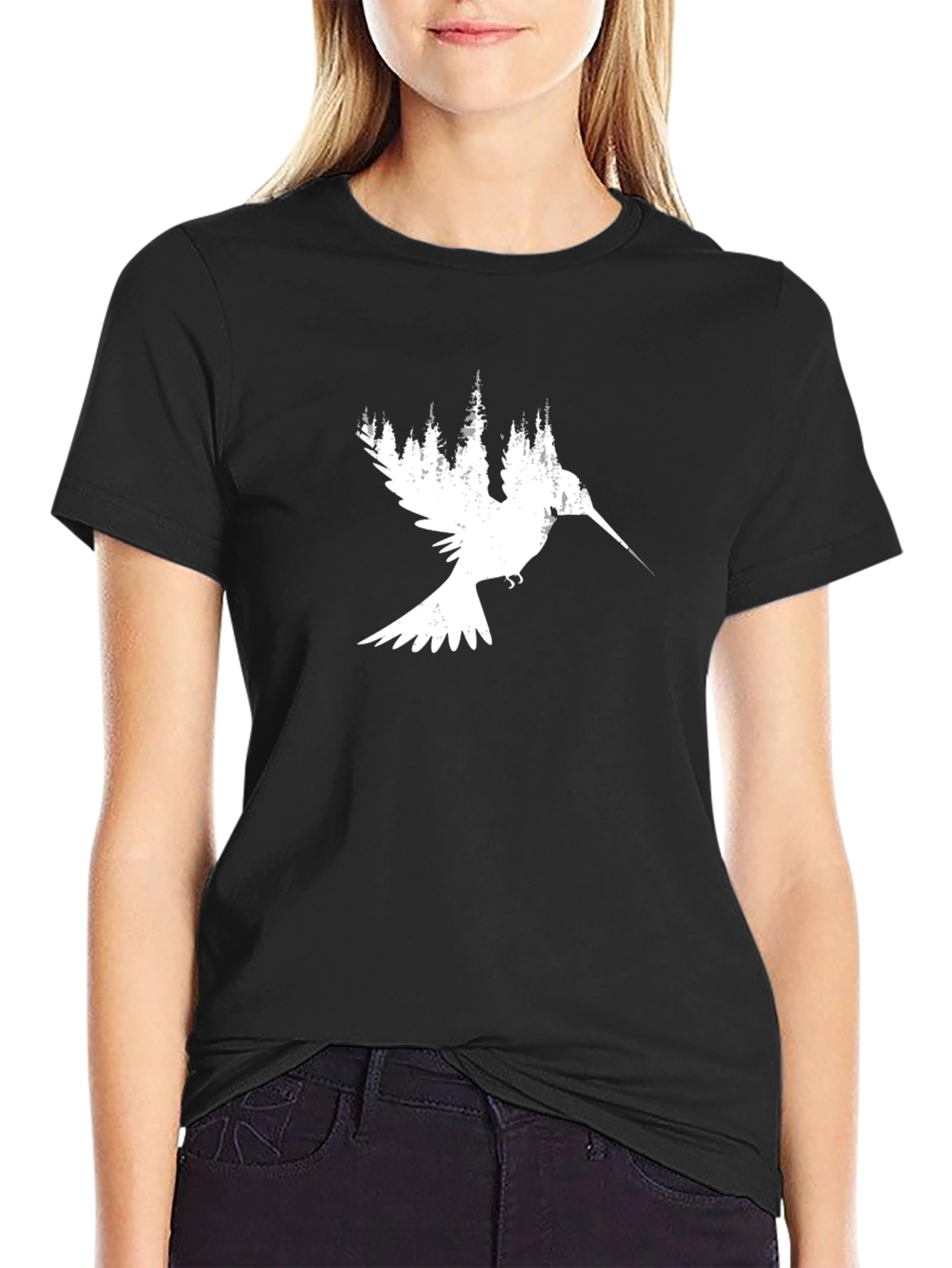 Hummingbird Forest Black Graphic Tee