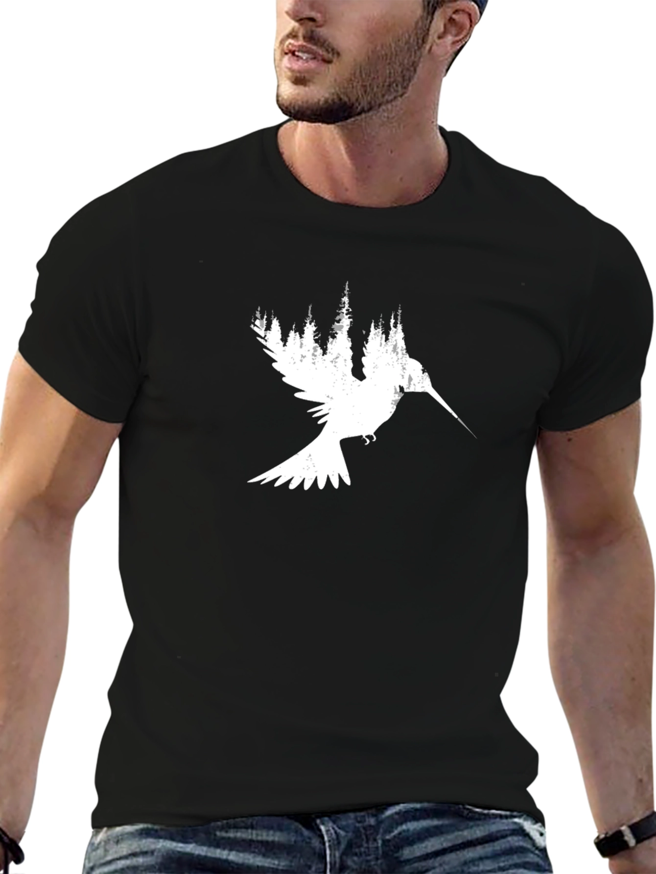 Hummingbird Forest Black Graphic Tee