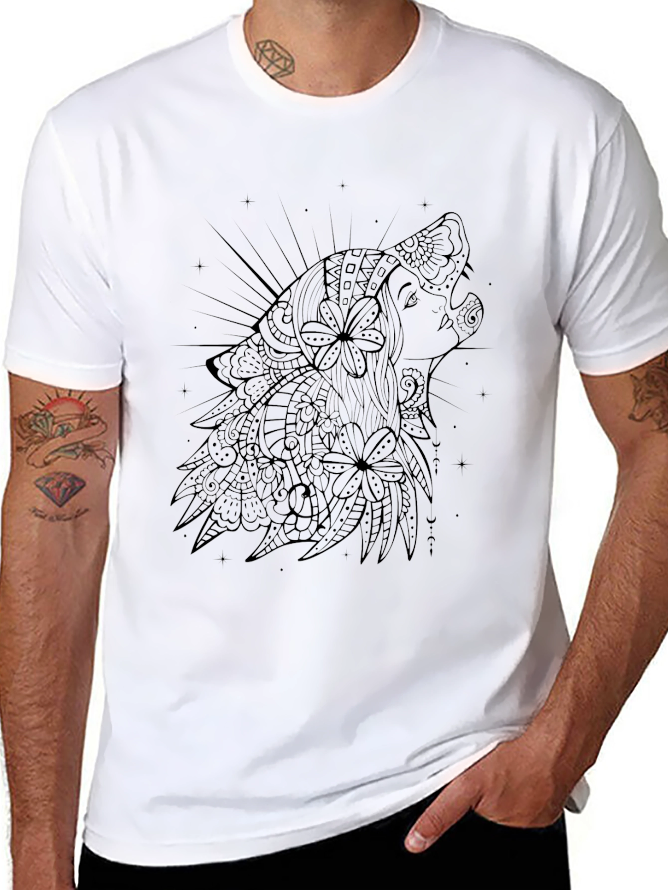 Wolf Lady Graphic Black Tee