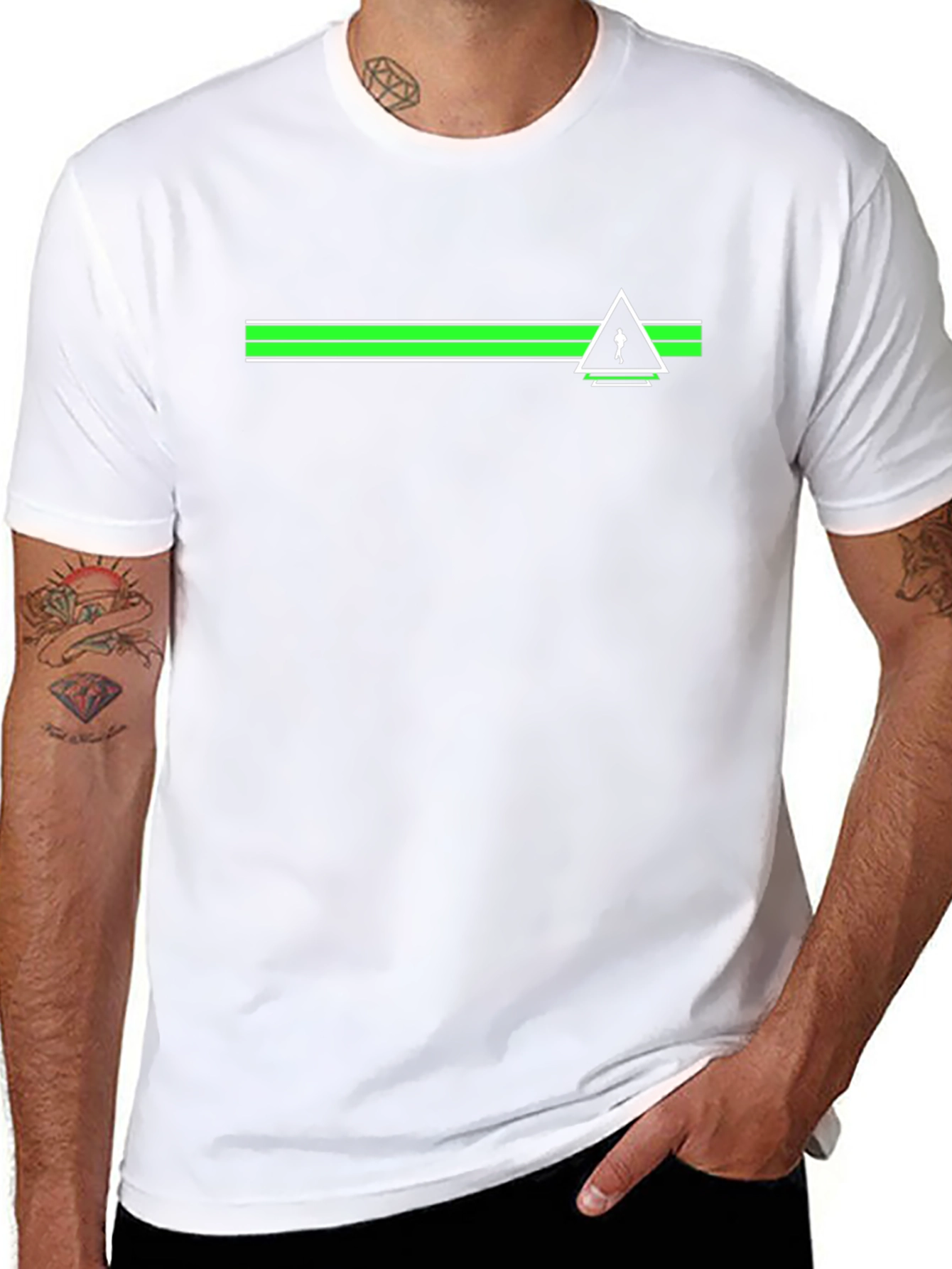Geometric Skier T-Shirt - Modern Green & Black Tee