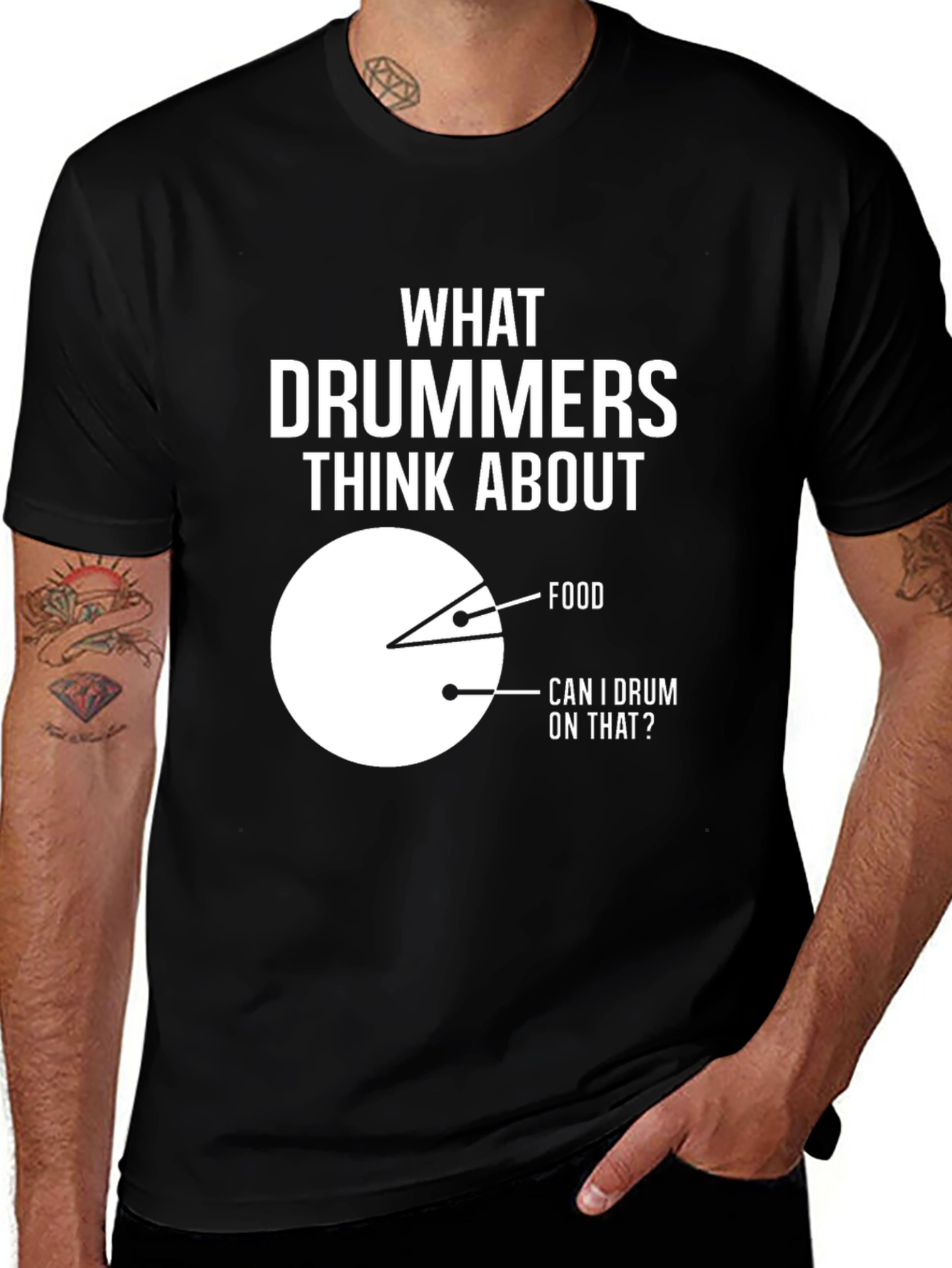 Drummer Humor T-Shirt: Food & Drumming Pie Chart