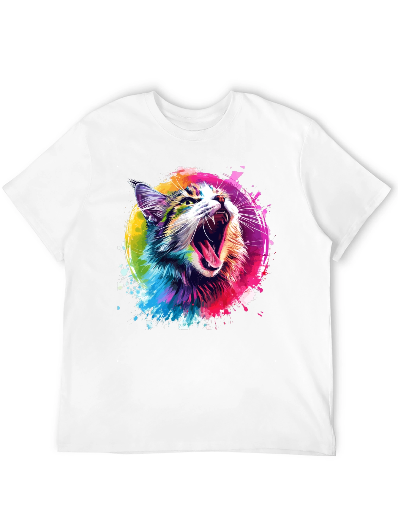 Vibrant Cat Graphic Tee - Unisex Black T-Shirt