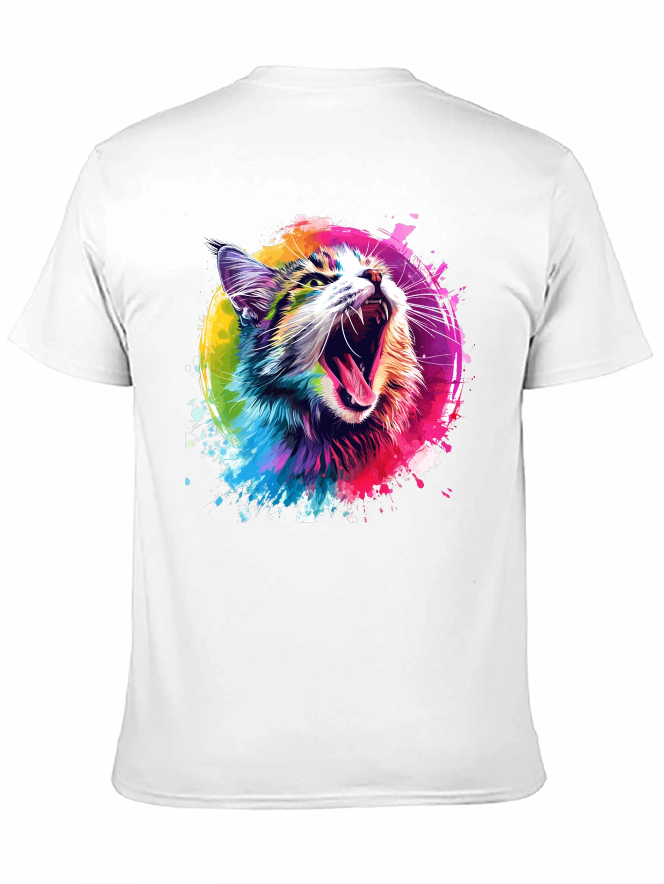 Vibrant Cat Graphic Tee - Unisex Black T-Shirt