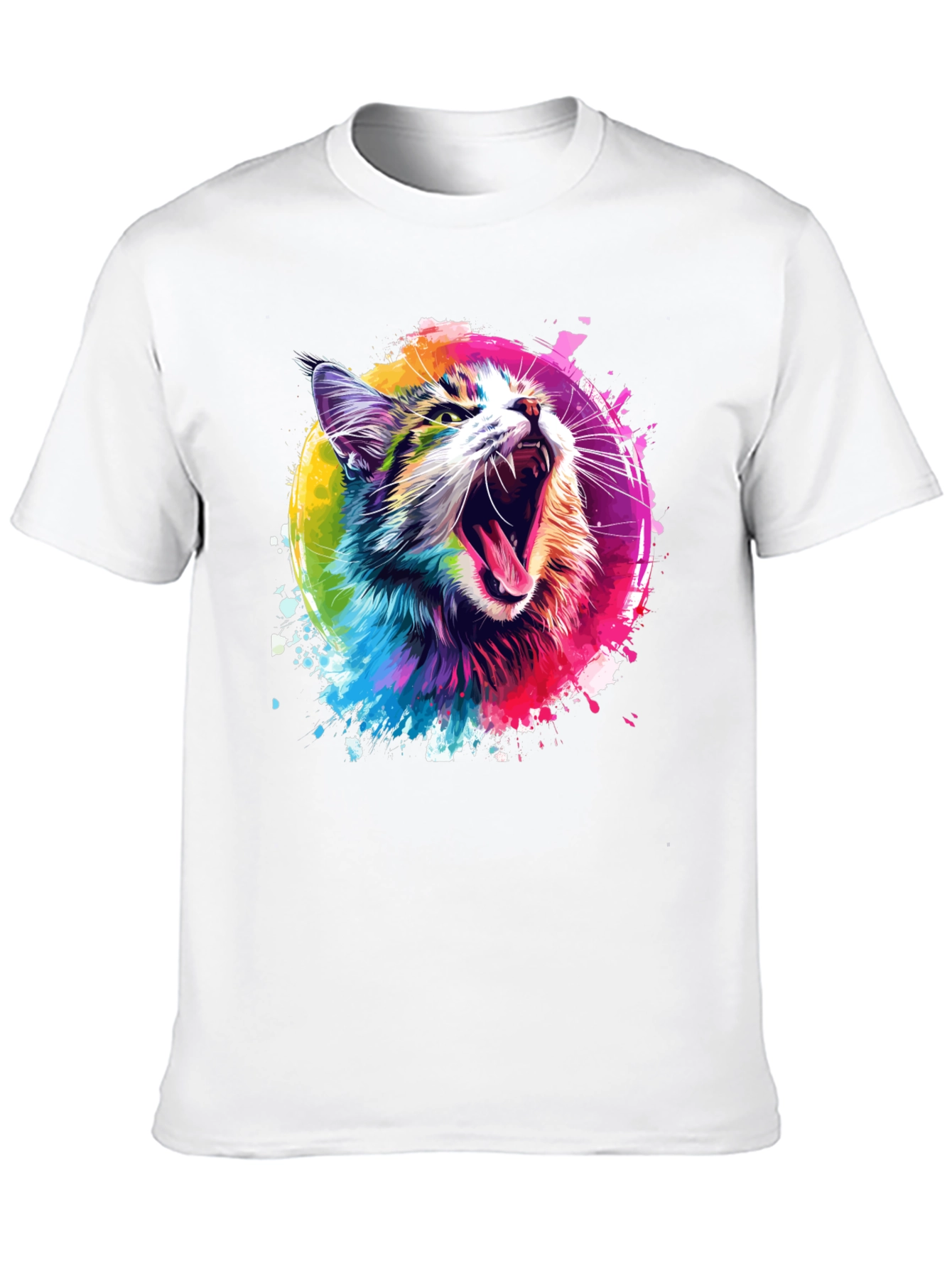 Vibrant Cat Graphic Tee - Unisex Black T-Shirt