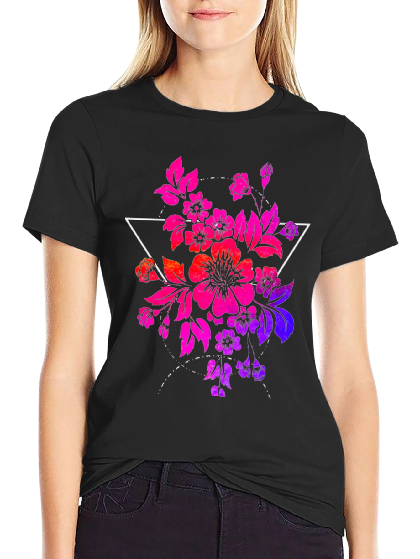 Floral Triangle Graphic T-Shirt