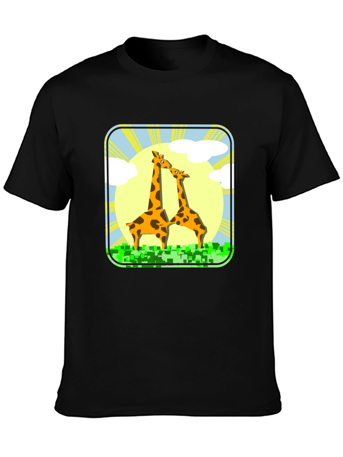 Giraffe Graphic Tee - Black Cotton T-Shirt