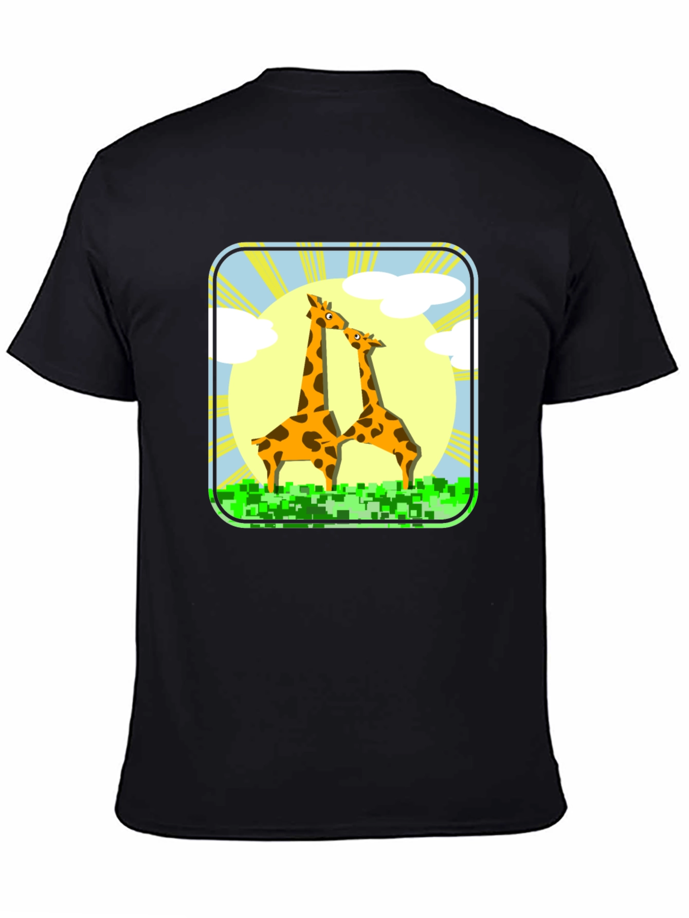 Giraffe Graphic Tee - Black Cotton T-Shirt