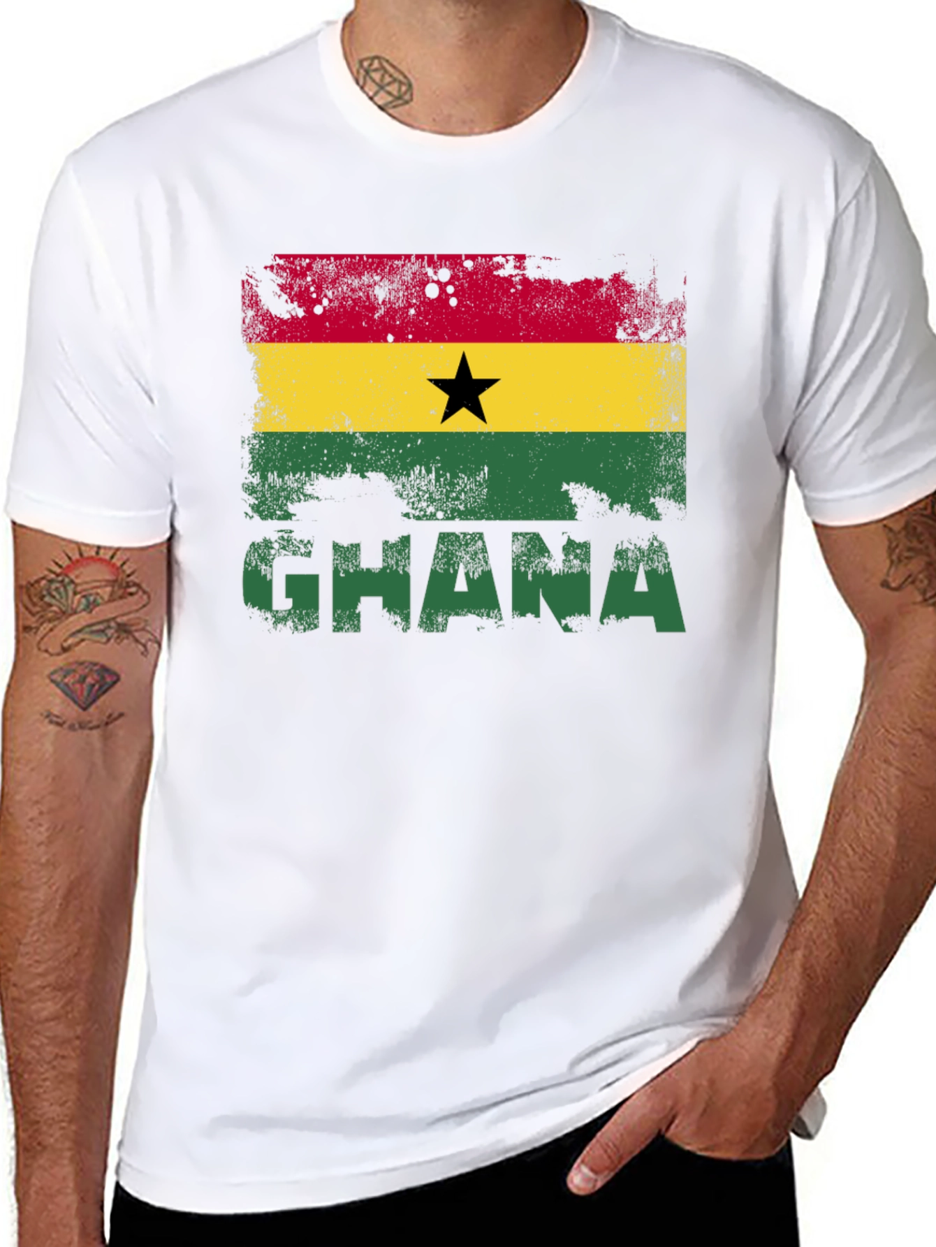Ghana Flag Graphic T-Shirt - Black