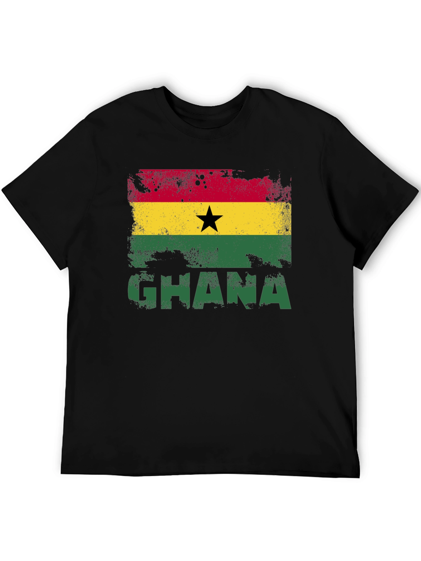 Ghana Flag Graphic T-Shirt - Black