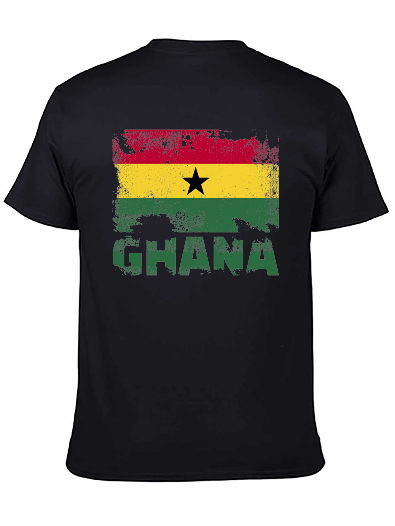Ghana Flag Graphic T-Shirt - Black