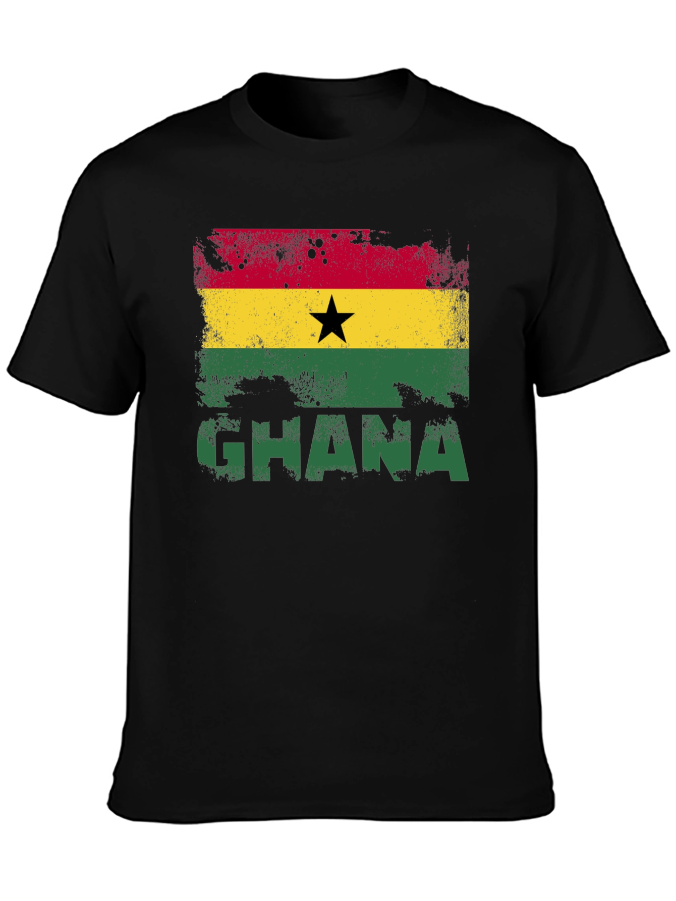Ghana Flag Graphic T-Shirt - Black