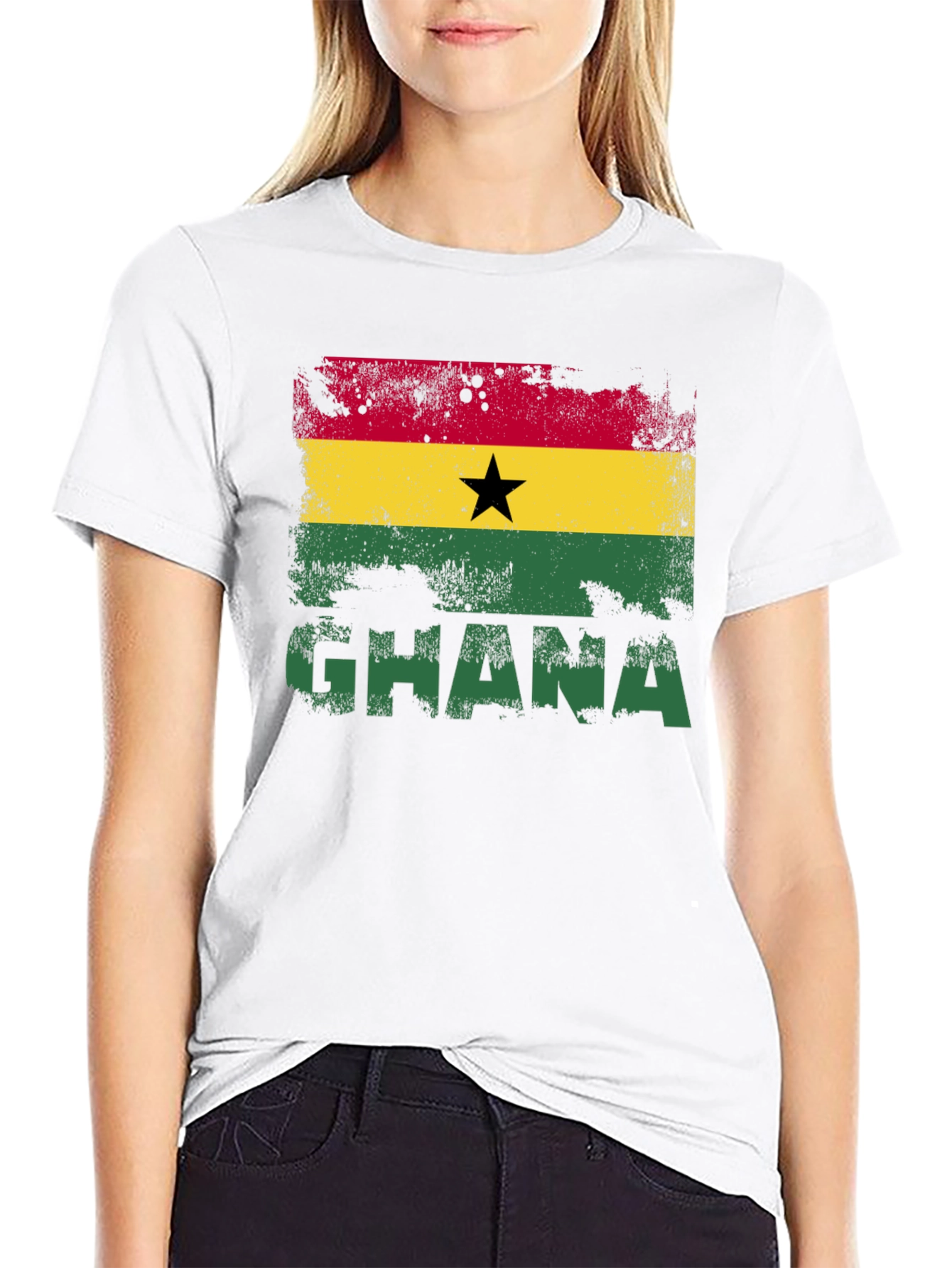 Ghana Flag Graphic T-Shirt - Black