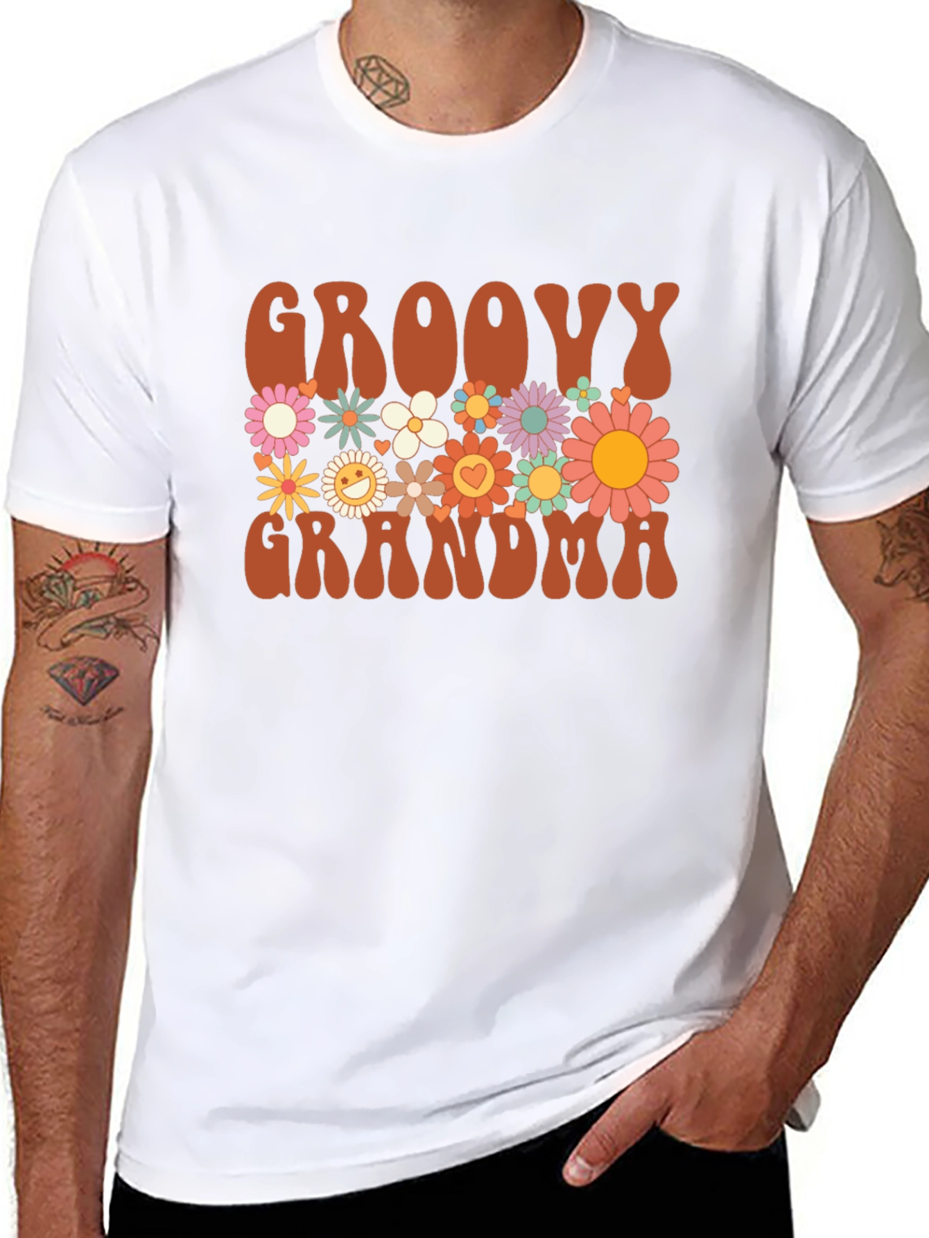 Groovy Grandma Floral T-Shirt - Retro Style