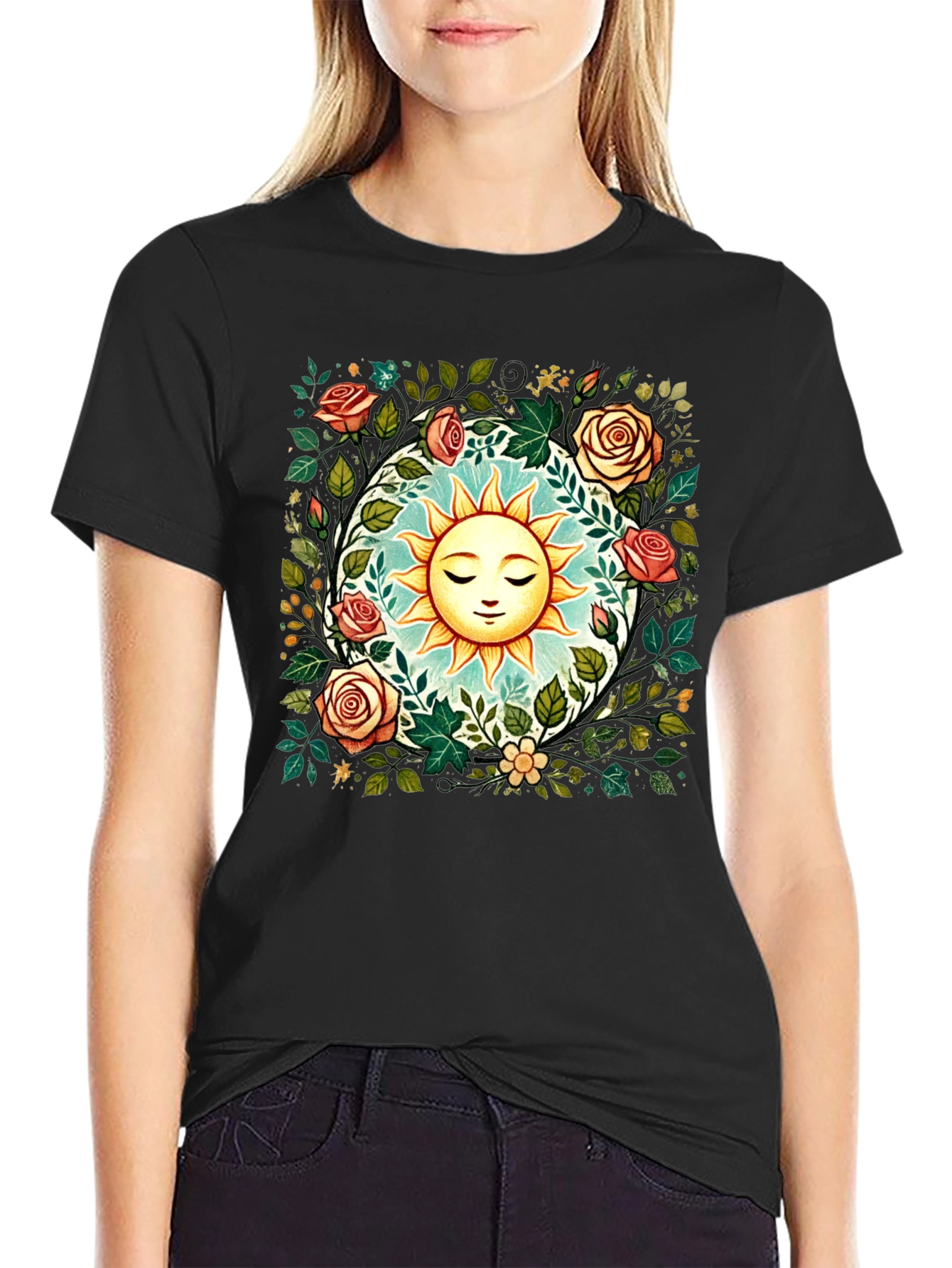 Floral Sun Graphic Tee - Stylish Comfort